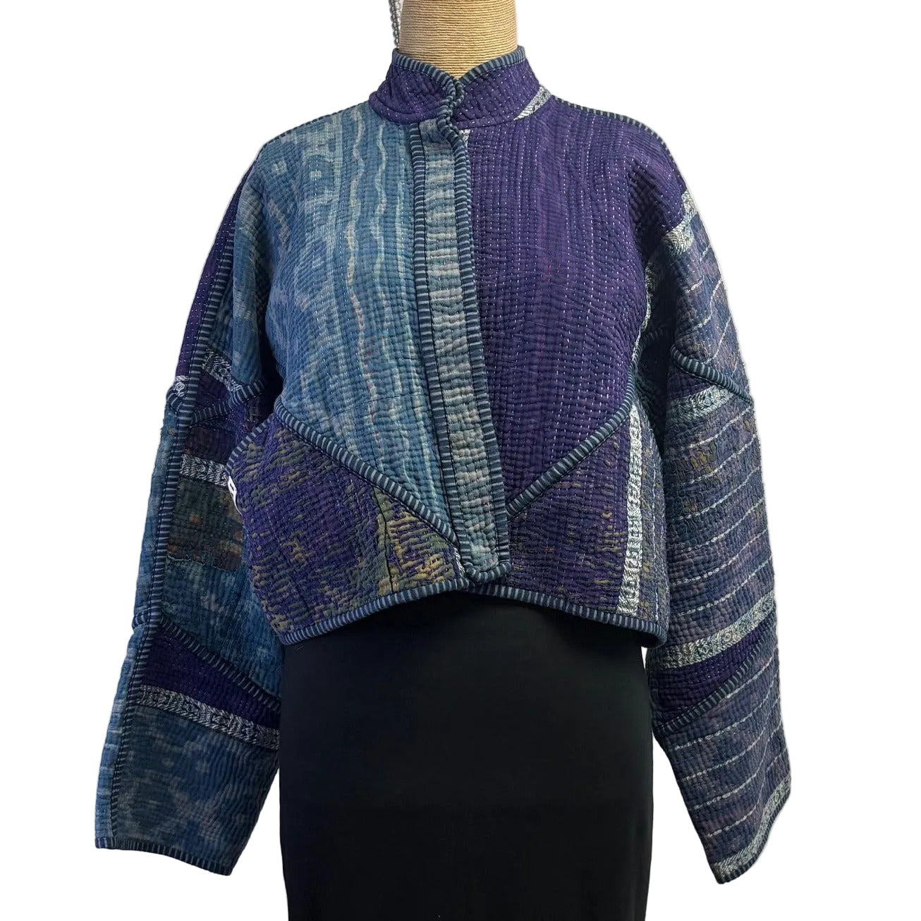 NAMAI Kantha Jacket, Reversible, Kaira Indigo, Purple/Blue, S/M