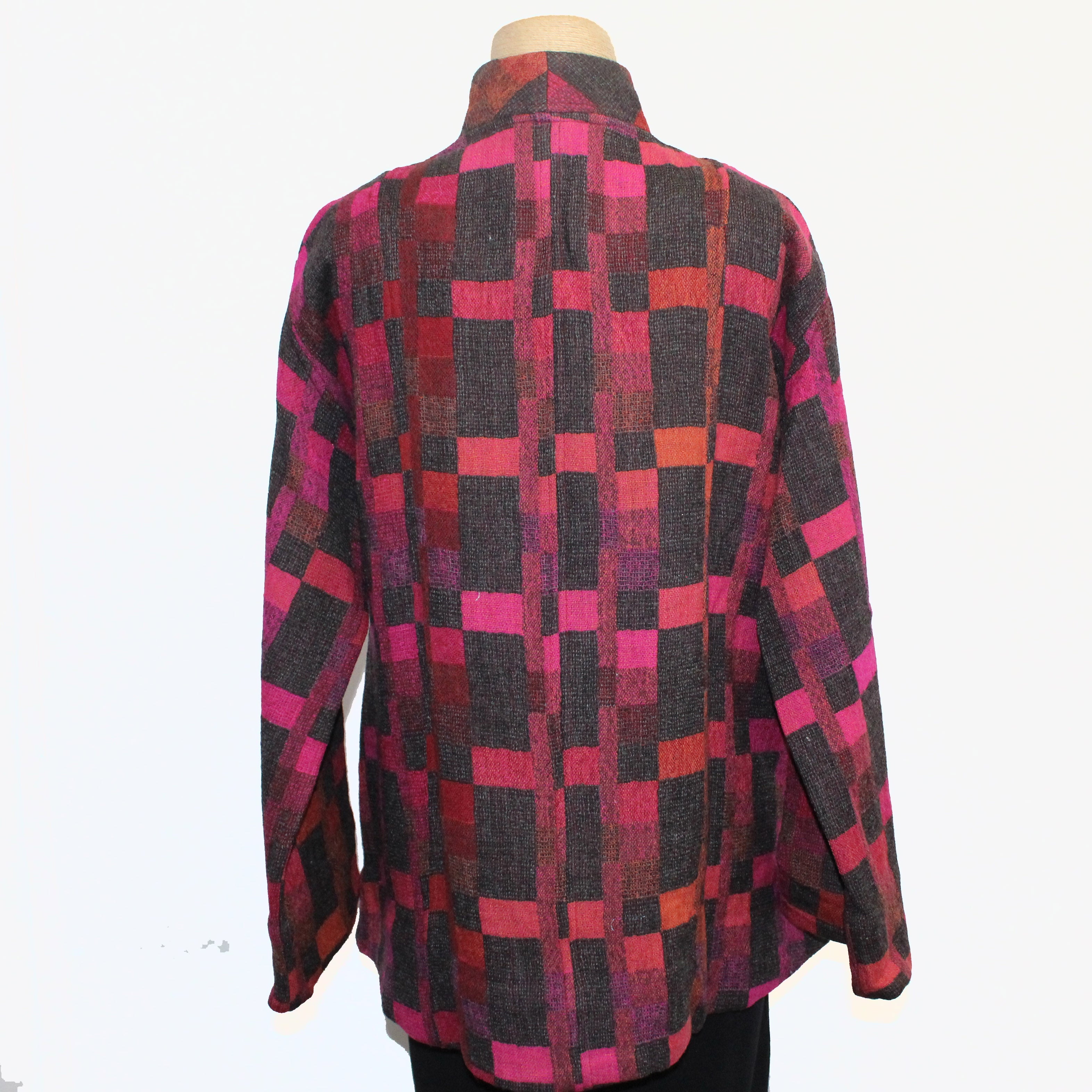 Neeru Kumar Jacket, Red/Orange/Fuchsia/Black Plaid S