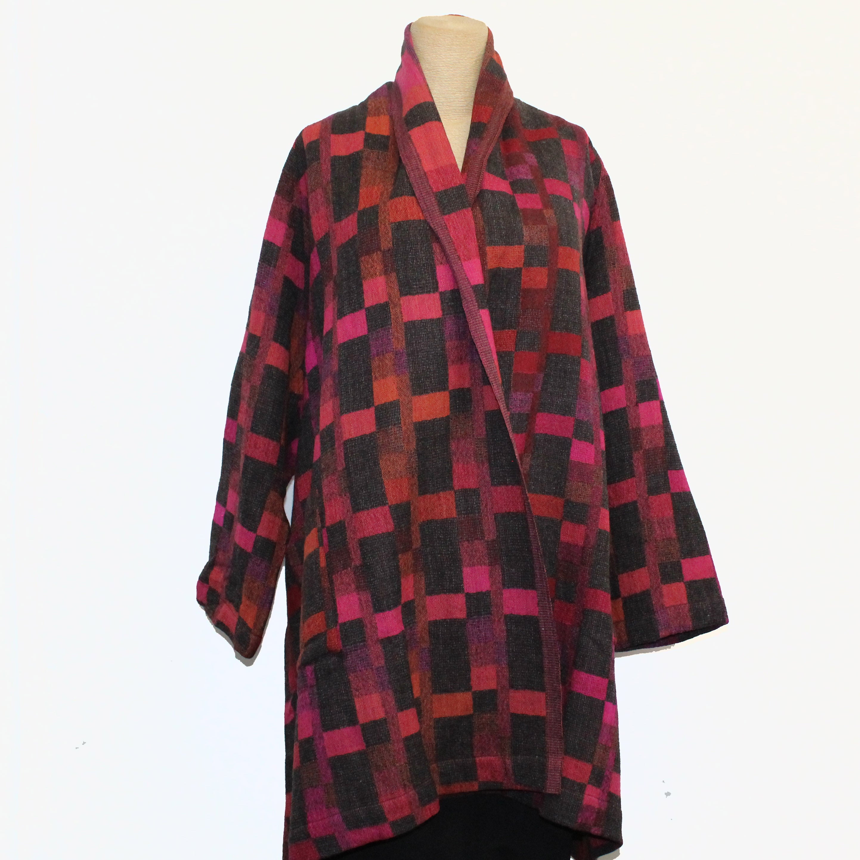 Neeru Kumar Long Jacket, Red/Orange/Fuchsia/Black XL