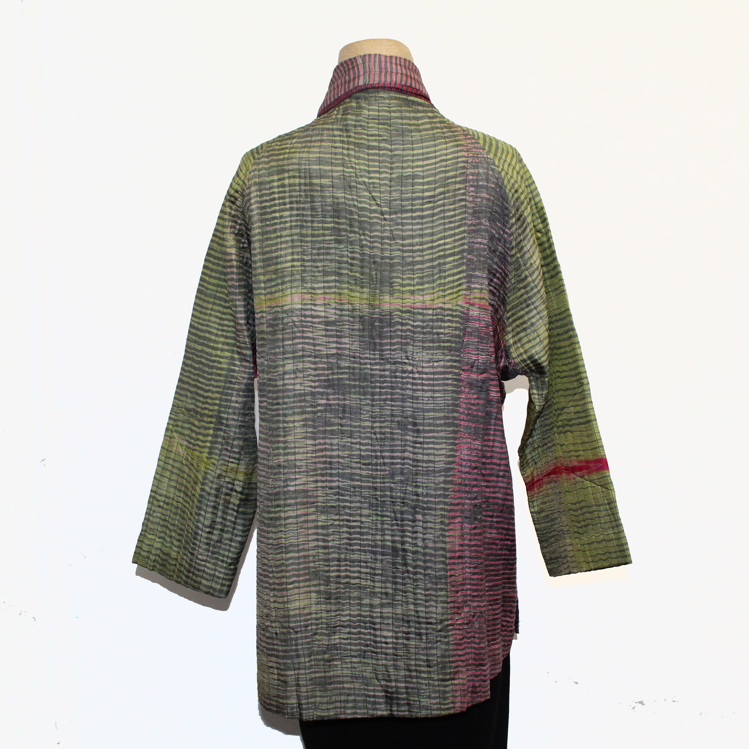 Neeru Kumar Jacket, Shibori Silk, Red/Lime S & L