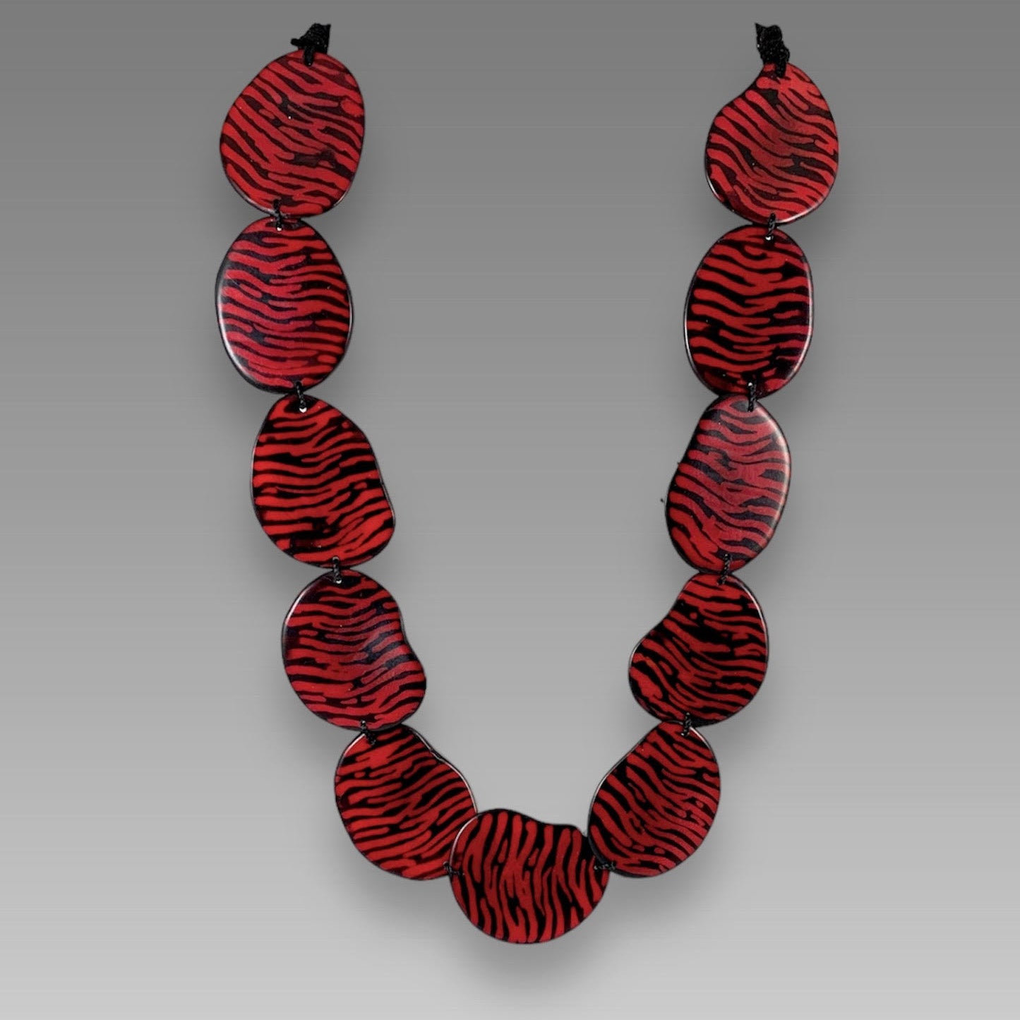 Lula Castillo Necklace, Zebra Print, Red/Black