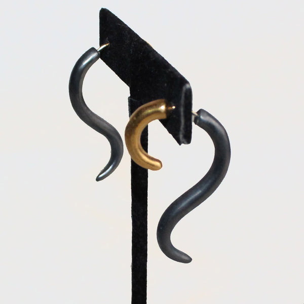 Shana Kroiz Earrings, Scroll, Oxidized Silver/Gold