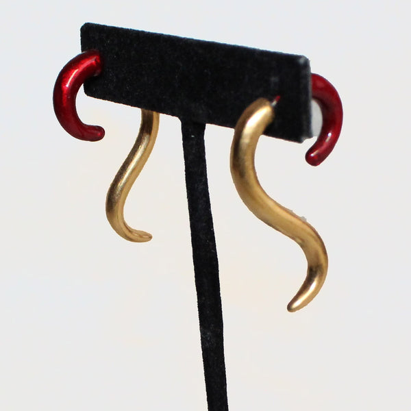 Shana Kroiz Earrings, Scroll, Red/Gold