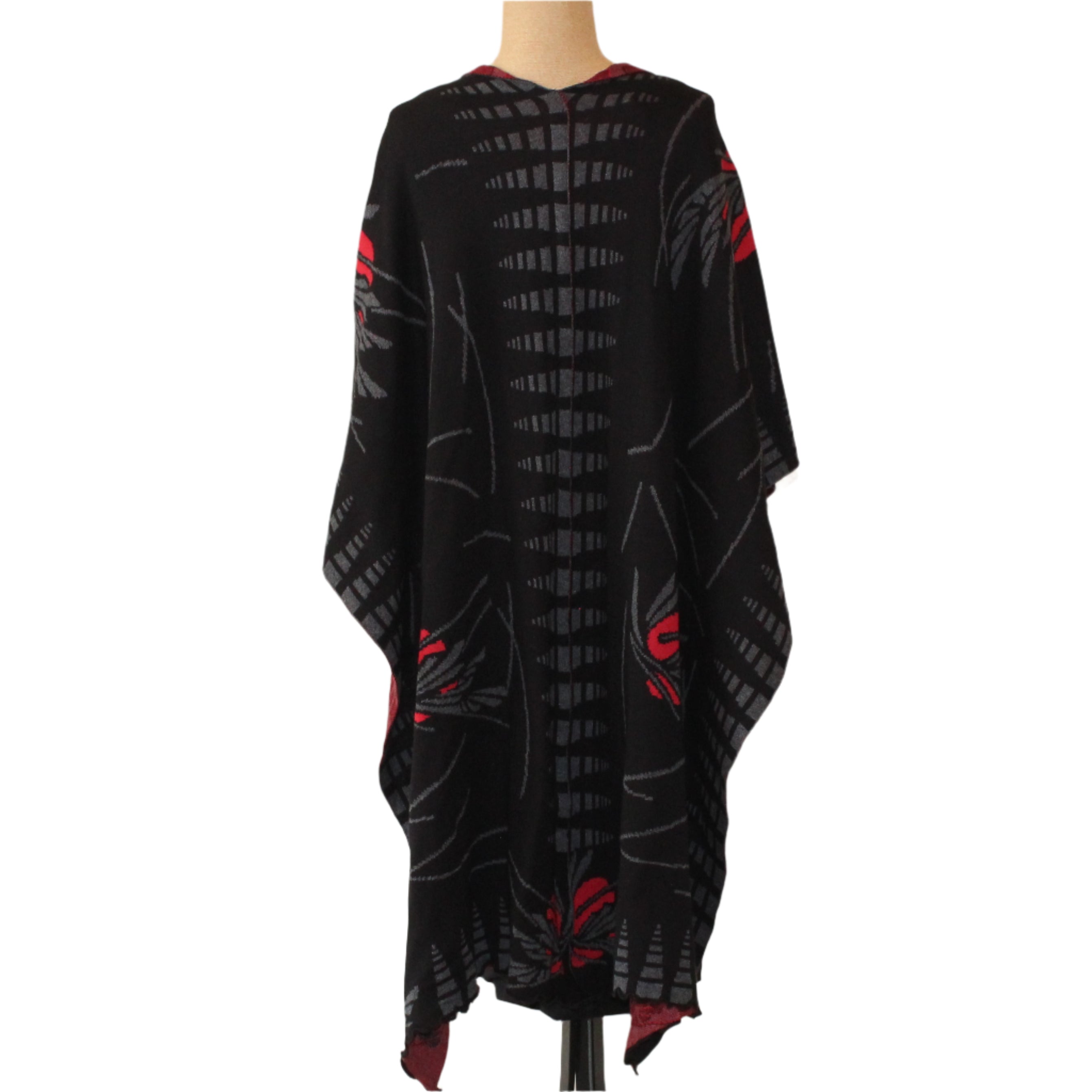 Sharon London Cape, Blossom, Reversible, Black/Charcoal/Red