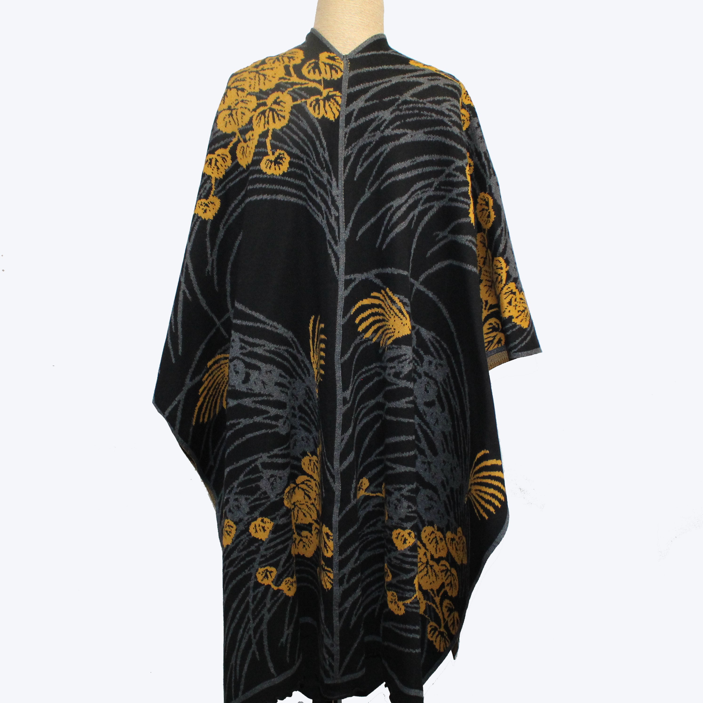 Sharon London Cape, Reversible, Black/Dark Grey/Gold