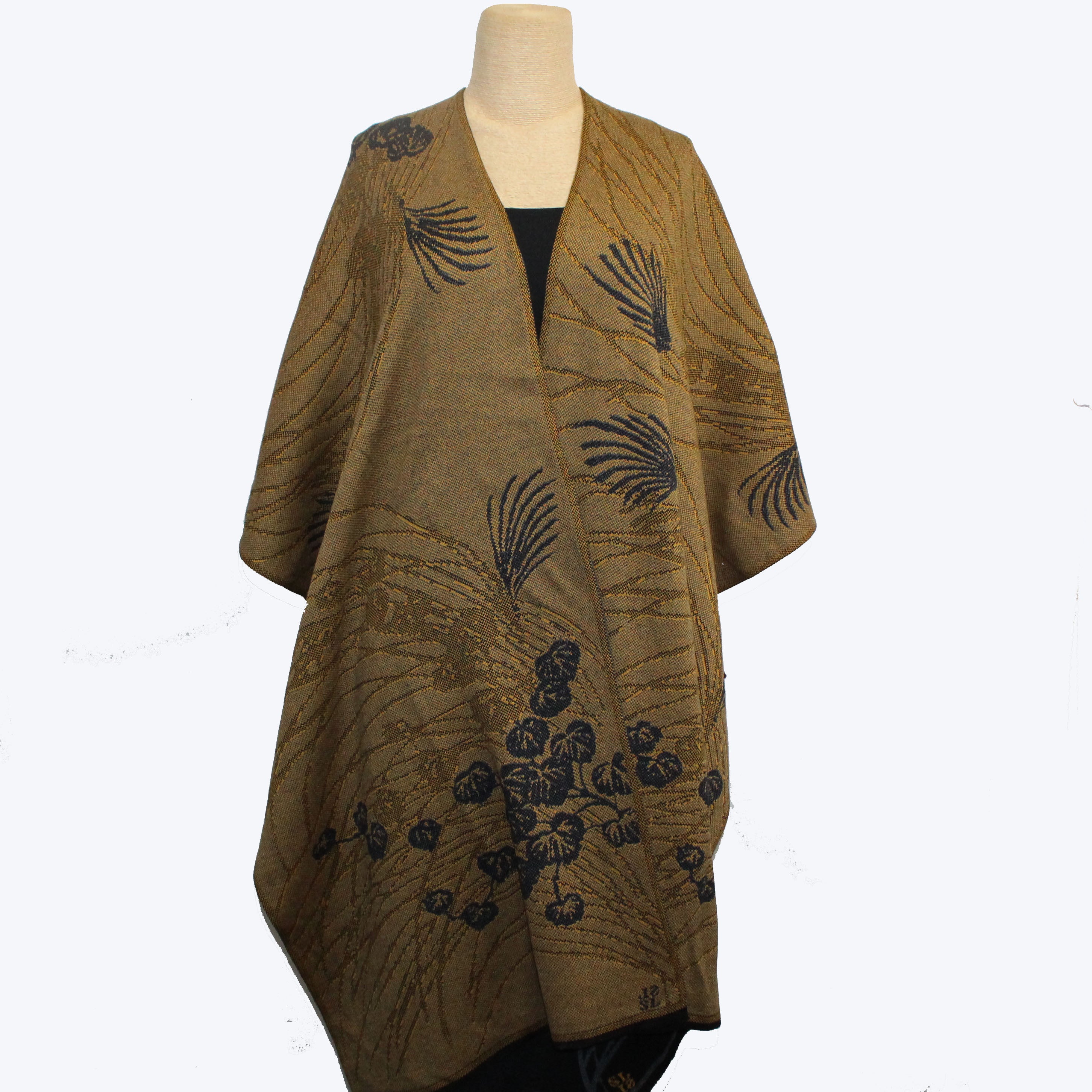 Sharon London Cape, Reversible, Black/Dark Grey/Gold