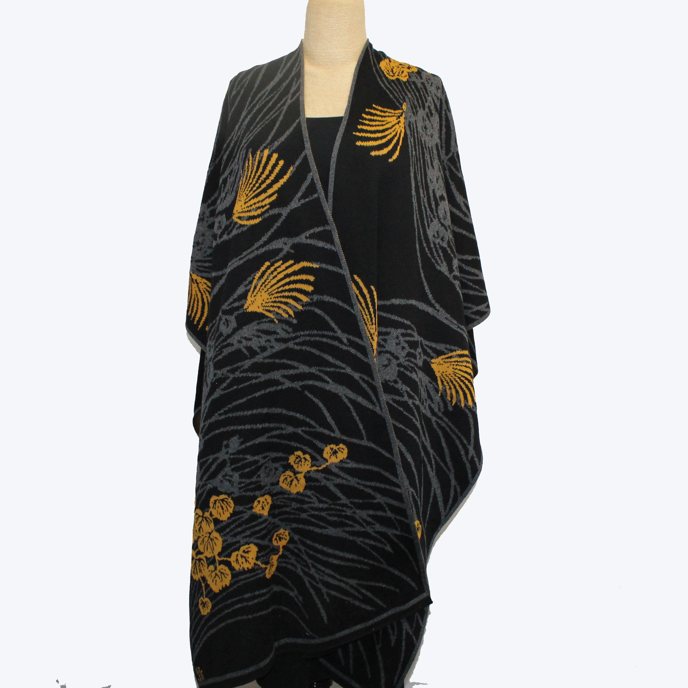 Sharon London Cape, Reversible, Black/Dark Grey/Gold