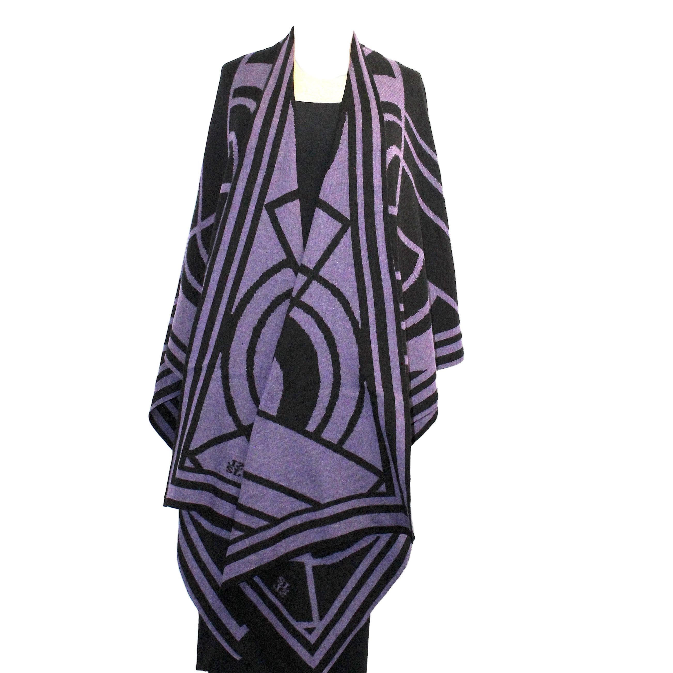 Sharon London Cape, Deco, Reversible, Purple/Black