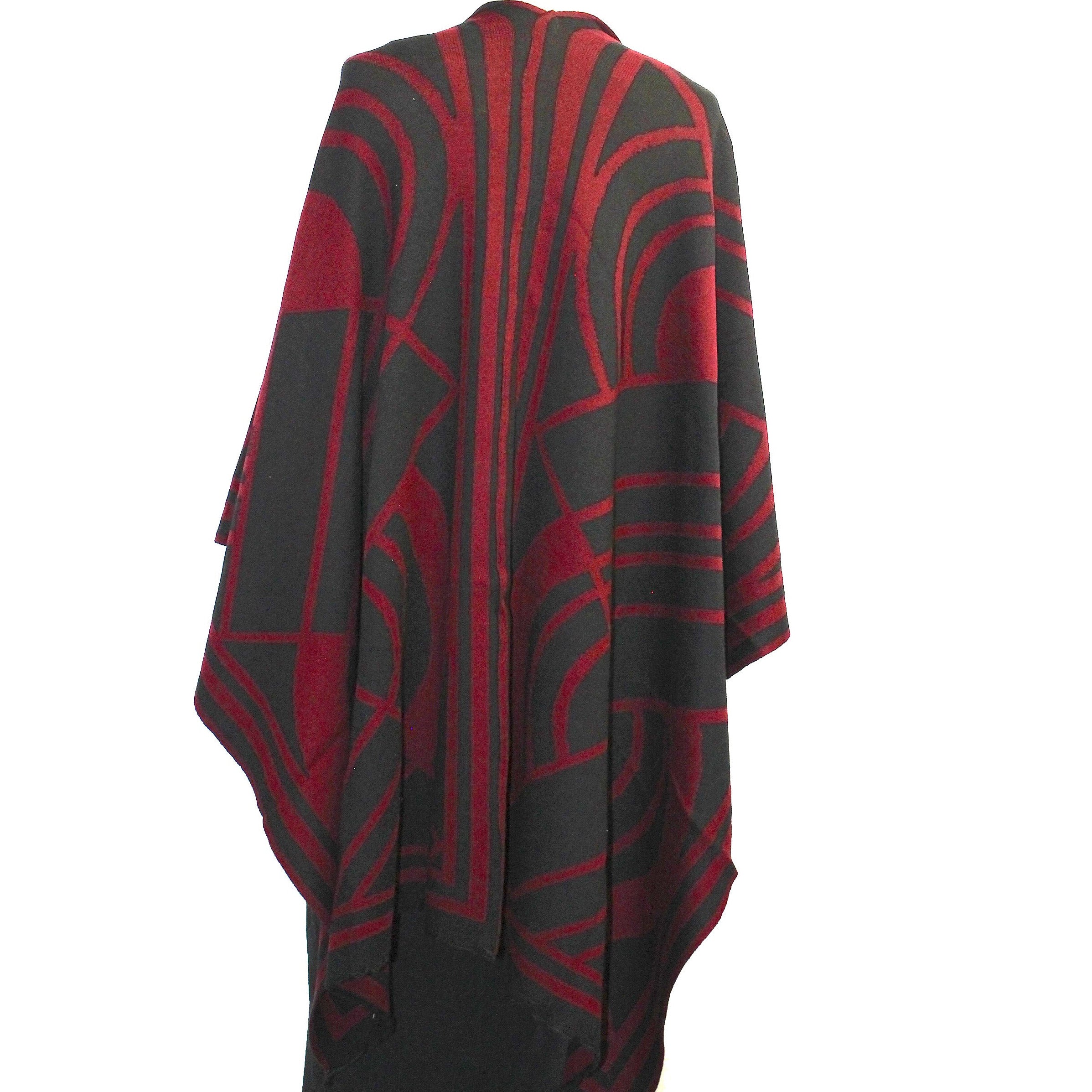 Sharon London Cape, Deco, Reversible, Cabernet/Black