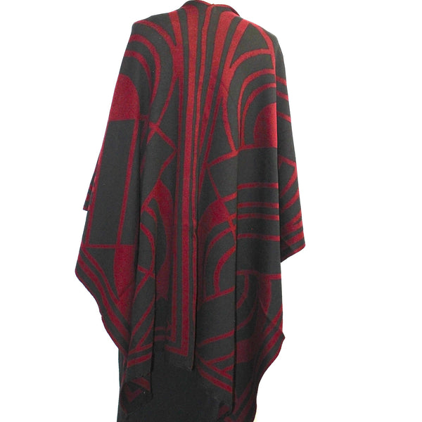 Sharon London Cape, Deco, Reversible, Cabernet/Black