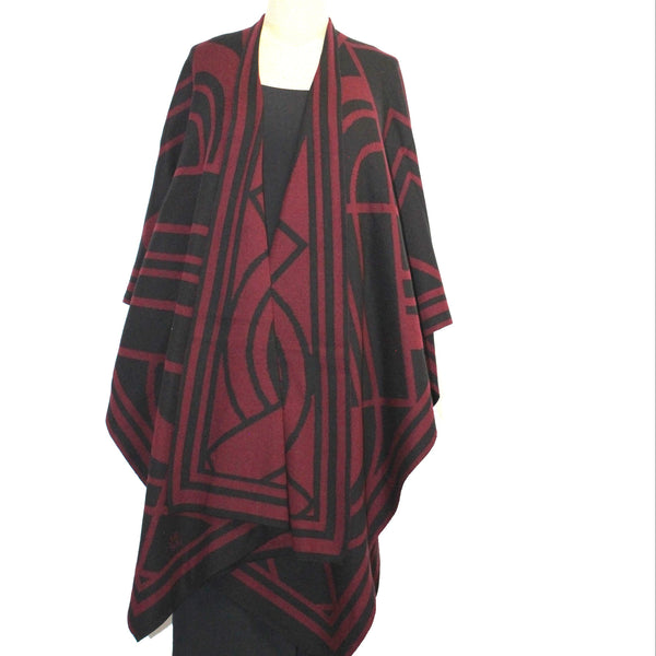 Sharon London Cape, Deco, Reversible, Cabernet/Black