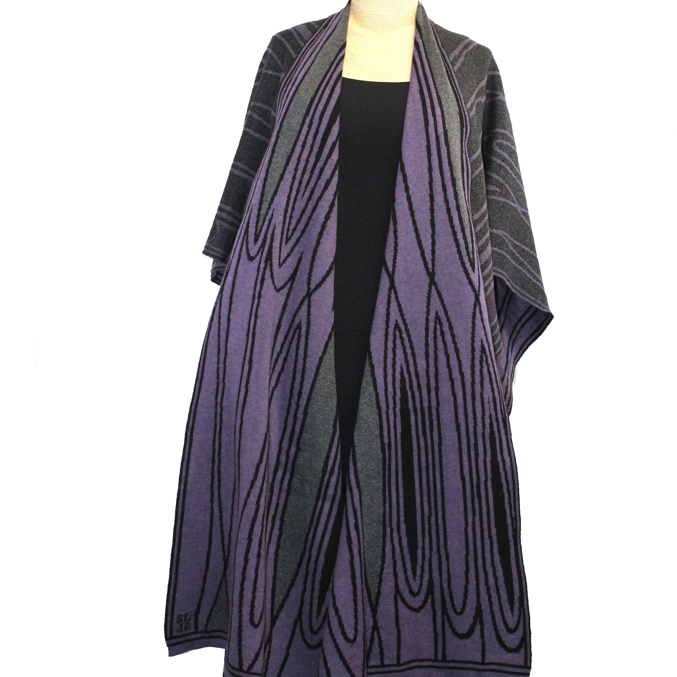 Sharon London Cape, Mid Century, Purple/Black/Charcoal