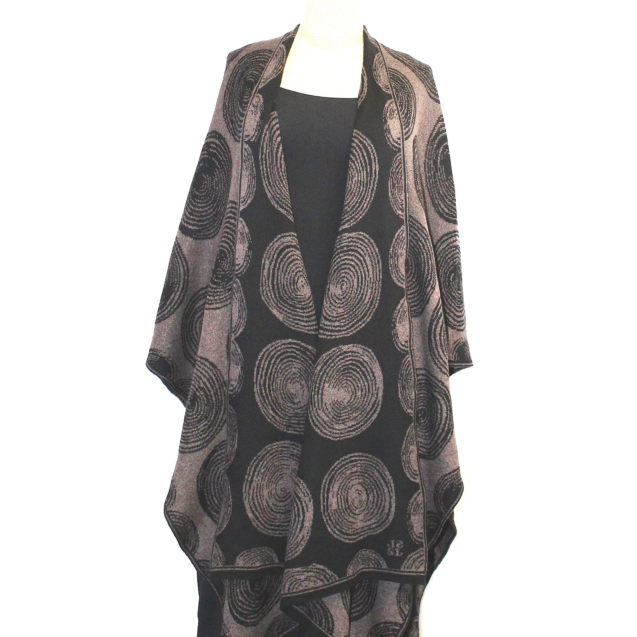 Sharon London Cape, Spirals, Reversible, Bronze/Black