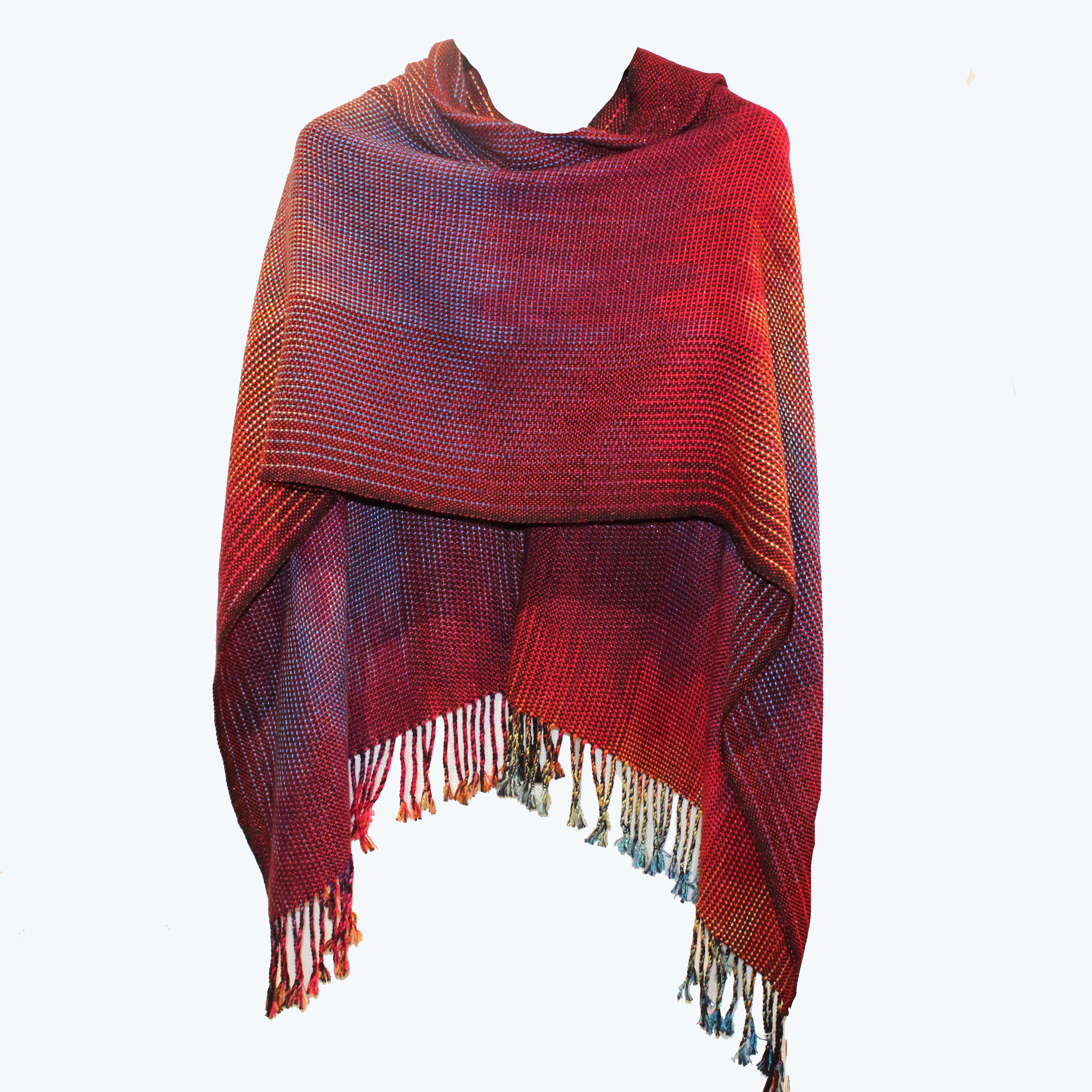 Vickie Vipperman Poncho, Rainbow Red/Metallic, OS