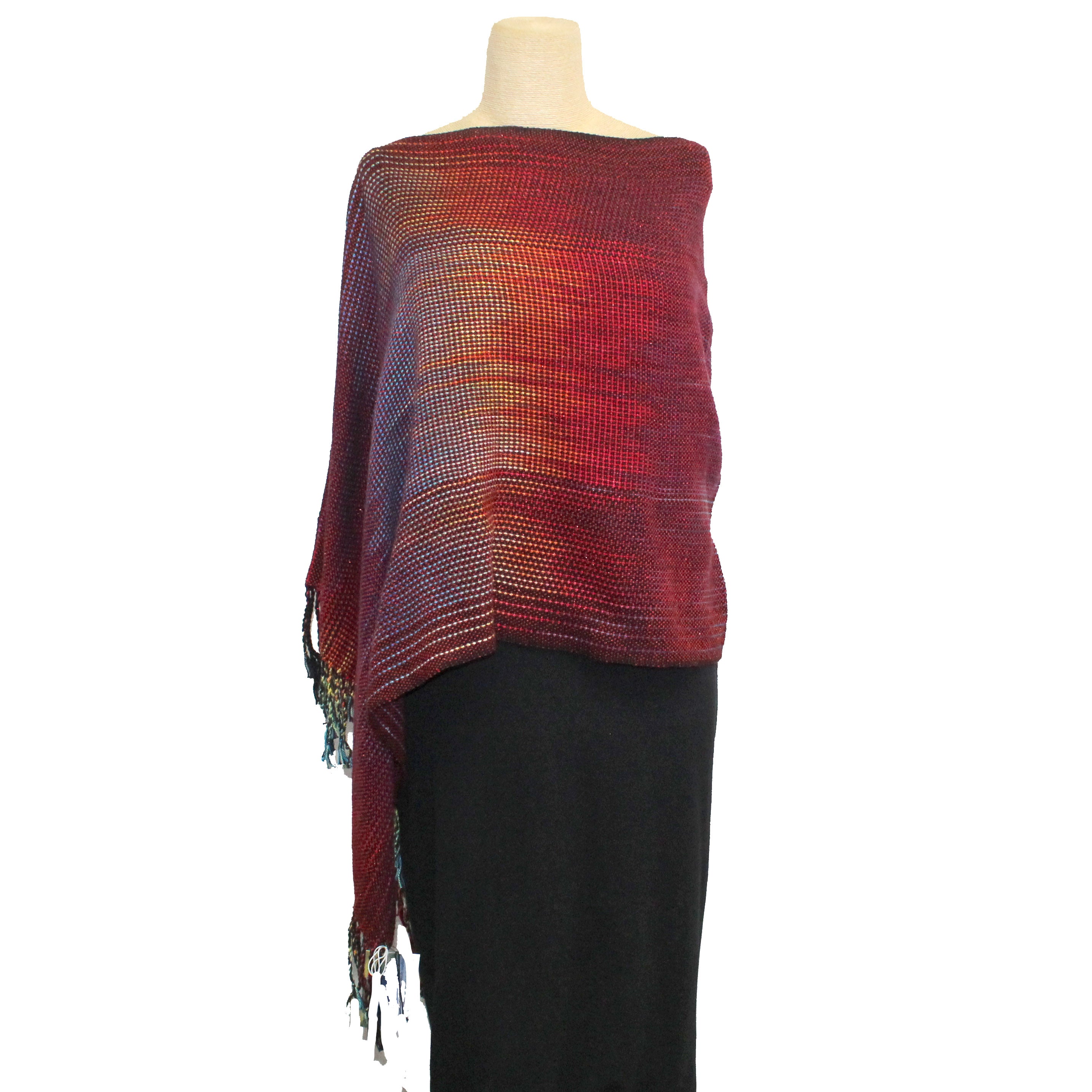 Vickie Vipperman Poncho, Neon Rainbow/Red/Metallic, OS