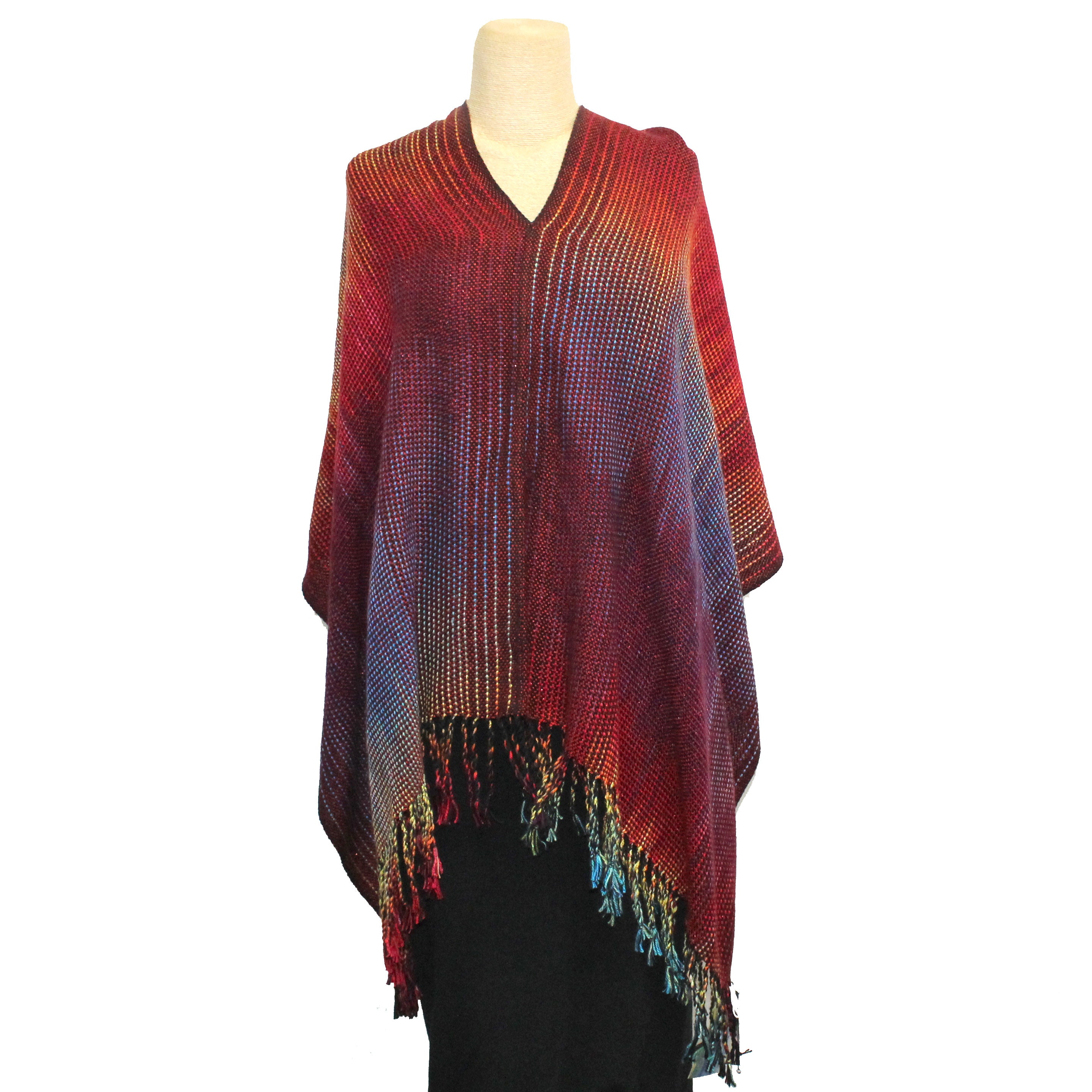 Vickie Vipperman Poncho, Neon Rainbow/Red/Metallic, OS