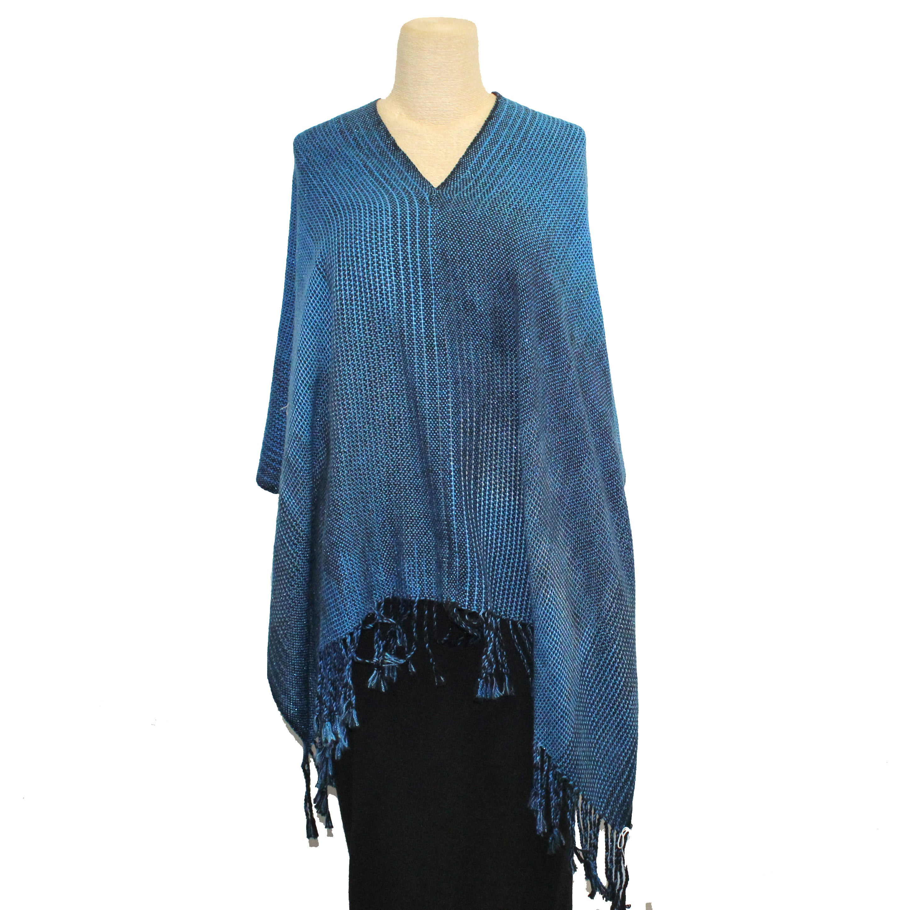 Vickie Vipperman Poncho, Blue/Black/Metallic, OS
