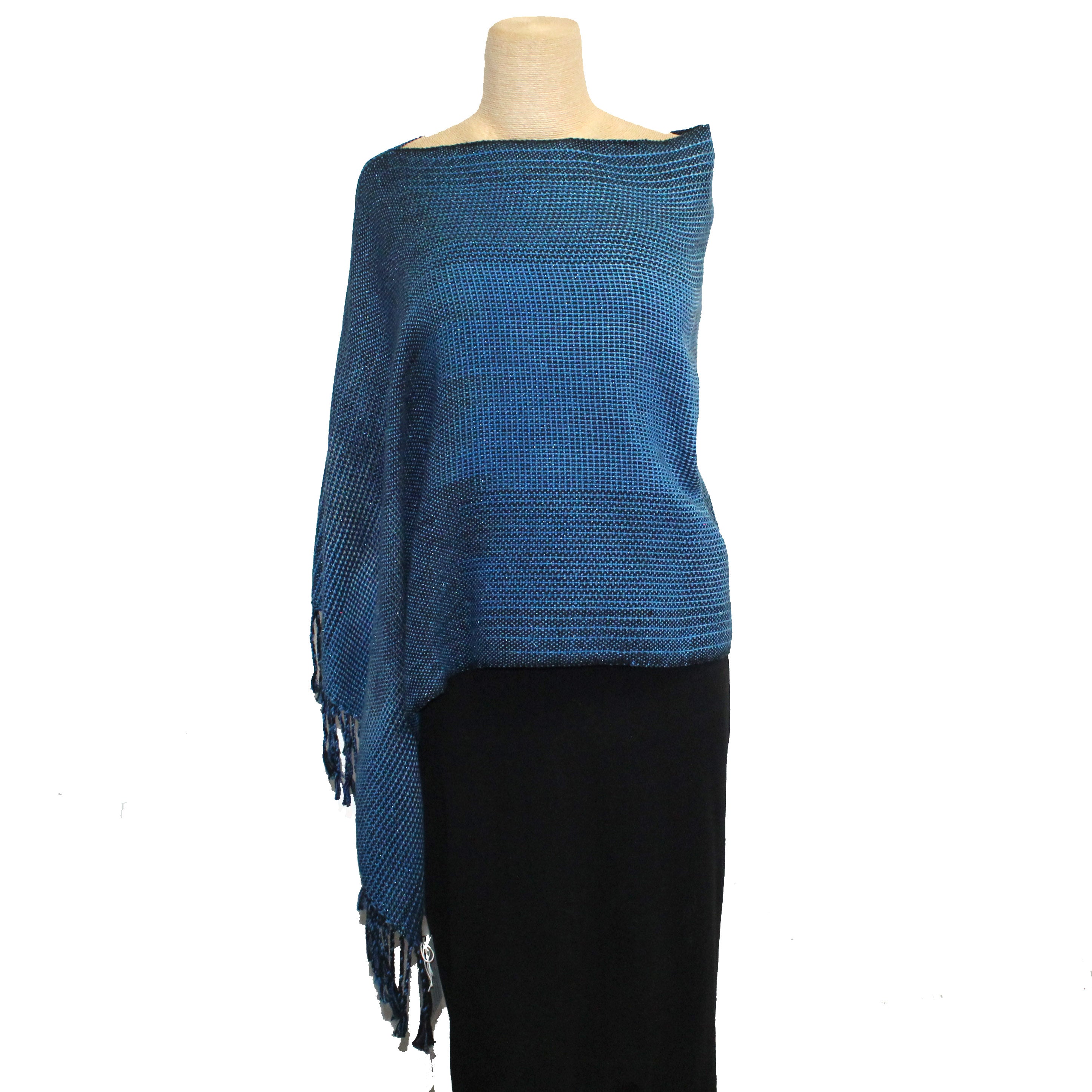 Vickie Vipperman Poncho, Blue/Black/Metallic, OS