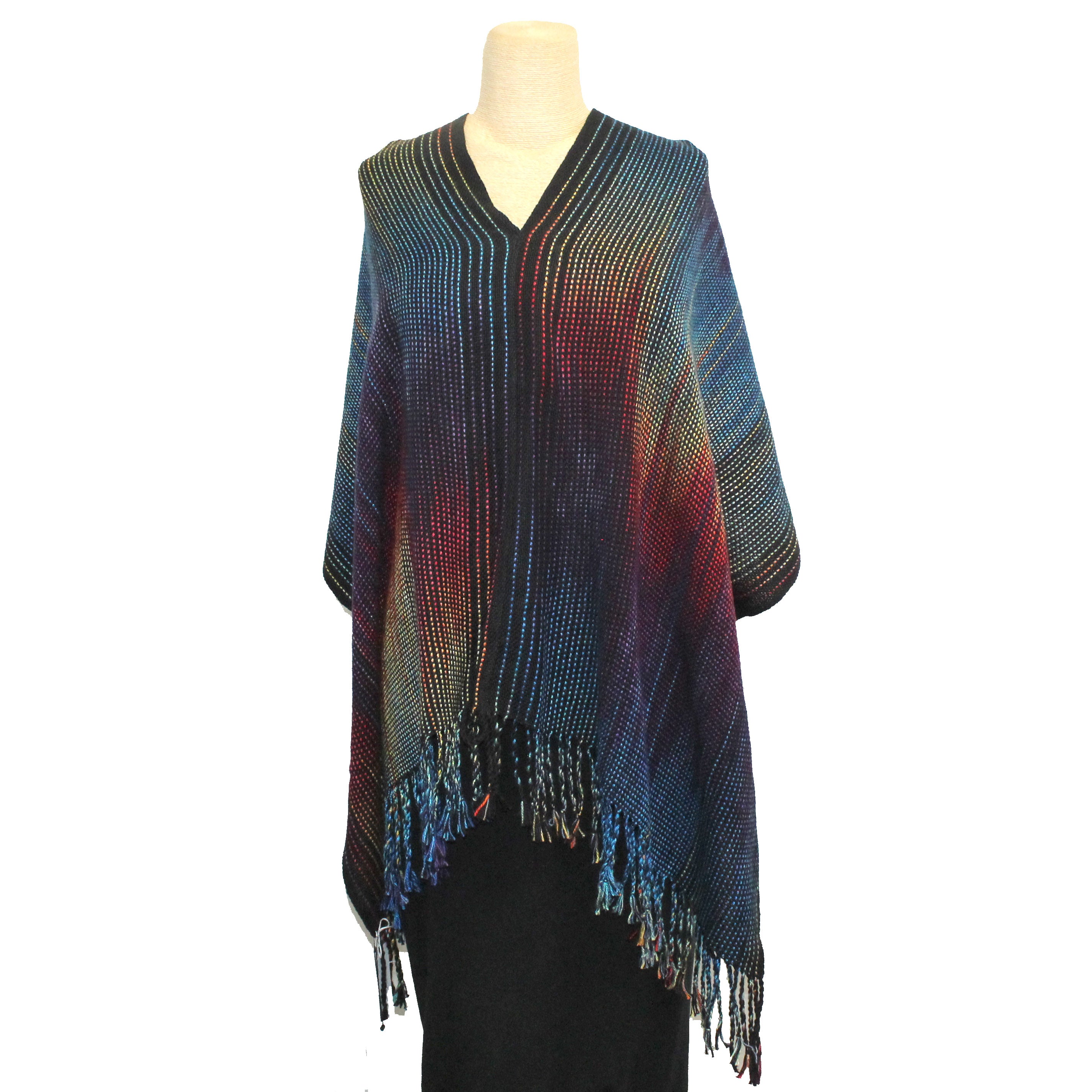 Vickie Vipperman Poncho, Neon Rainbow Black/Black, OS