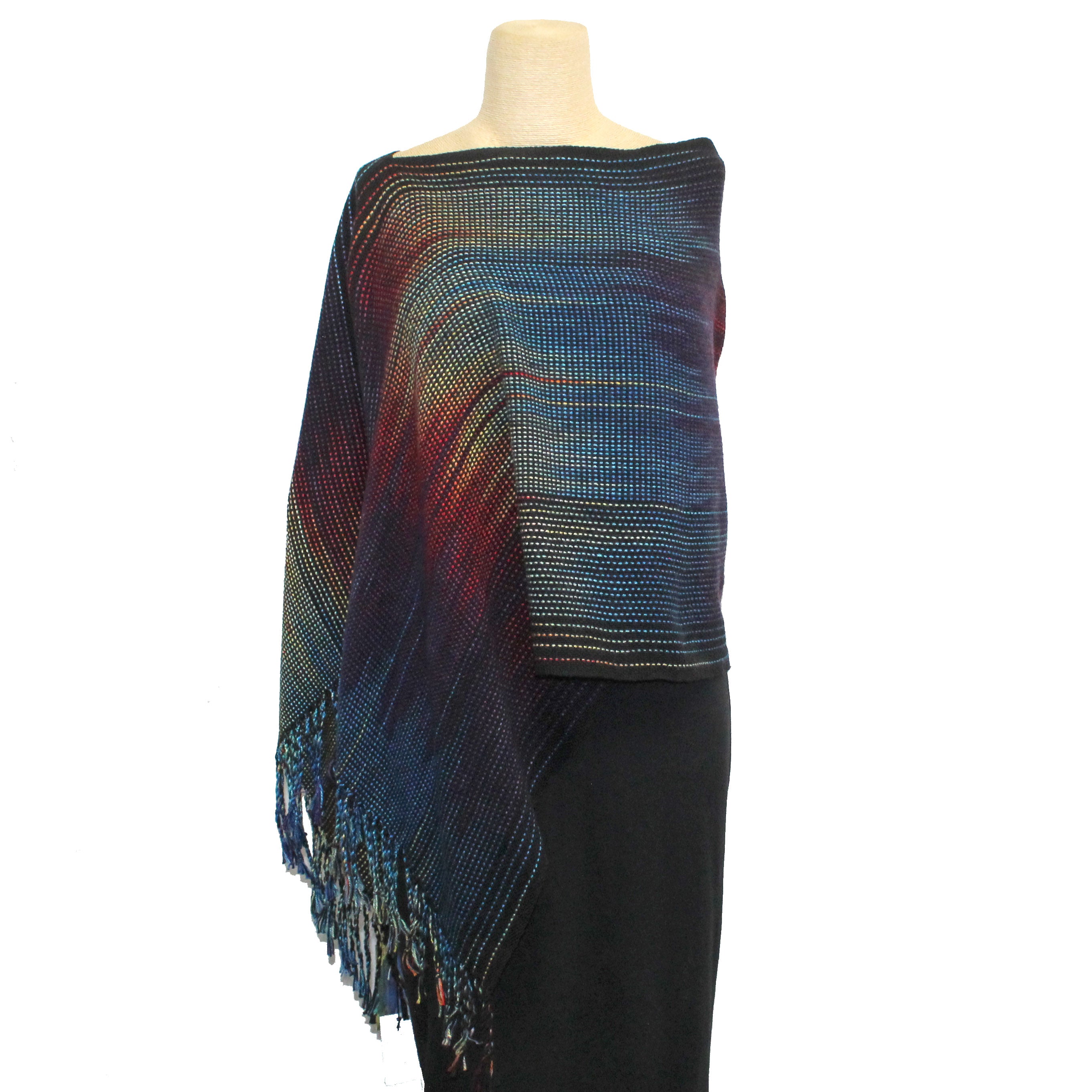Vickie Vipperman Poncho, Neon Rainbow Black/Black, OS