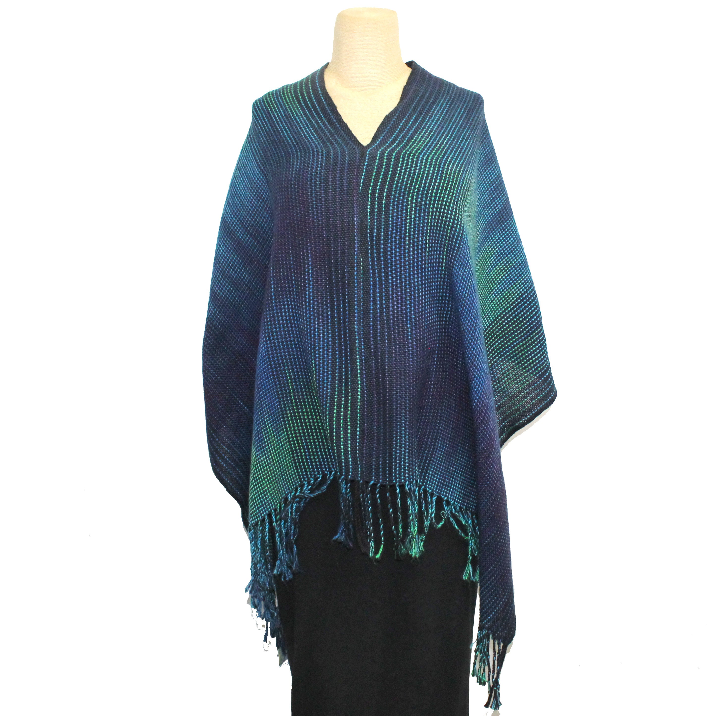 Vickie Vipperman Poncho, Peacock/Blue/Dark Blue, OS