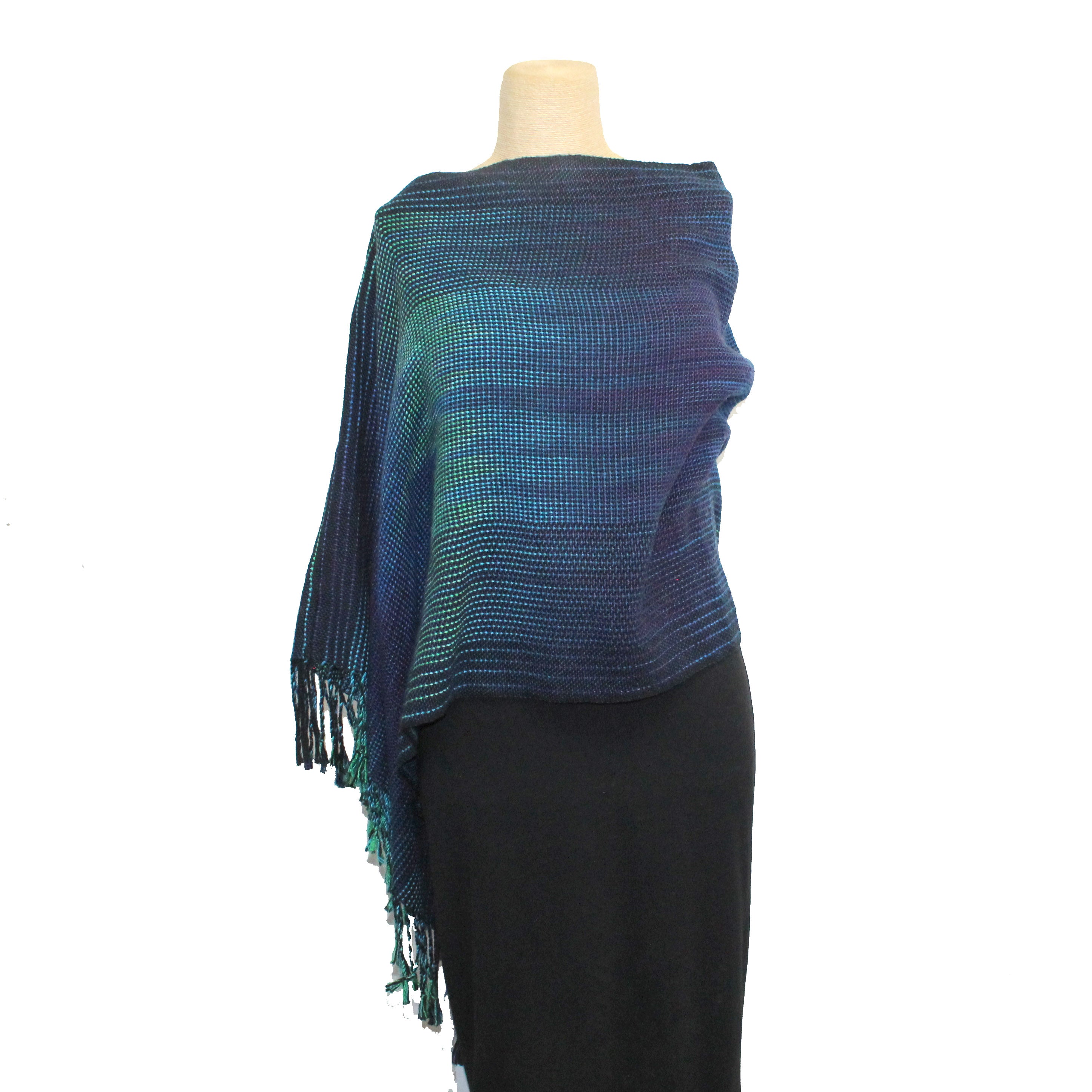 Vickie Vipperman Poncho, Peacock/Blue/Dark Blue, OS