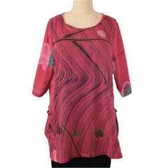Yaza Tunic, Brushed Petals, Raspberry/Black M/L