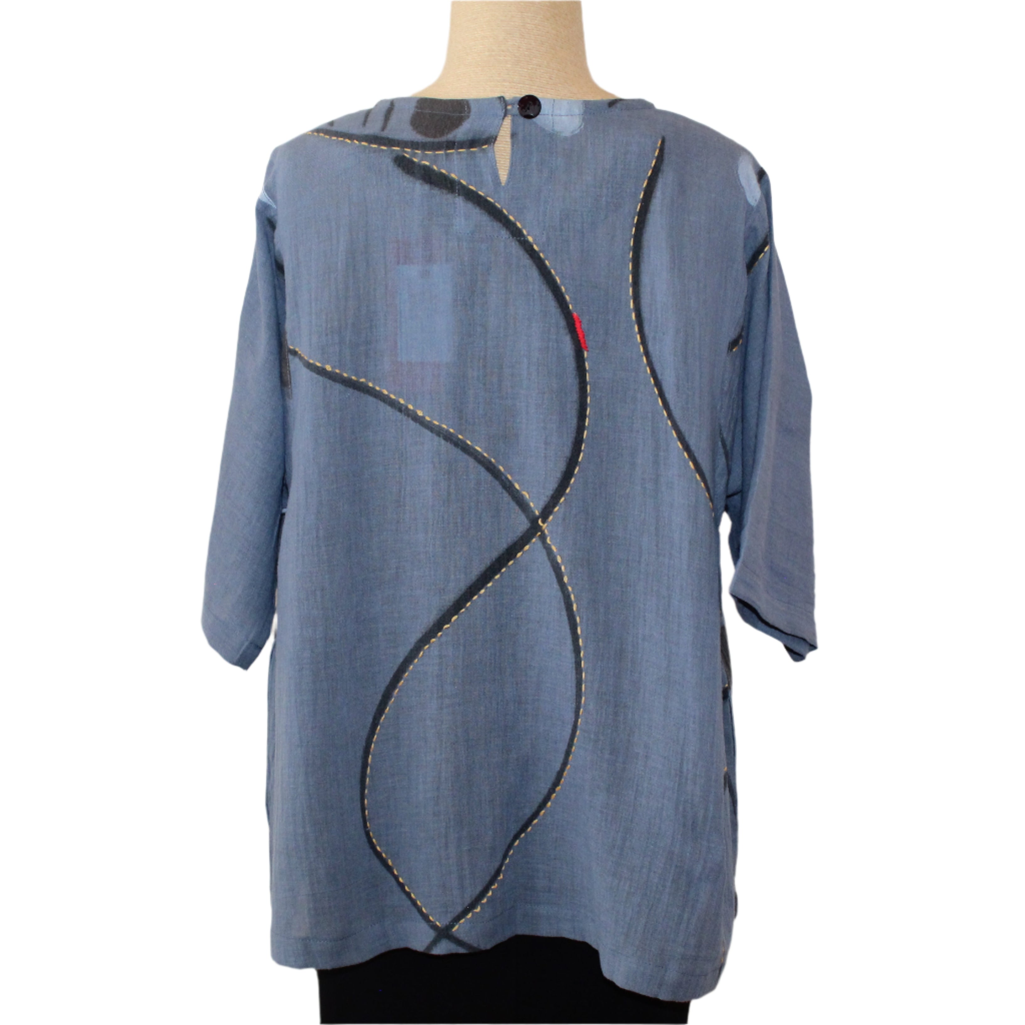 Yaza Tunic, Poppies, Blue S/M