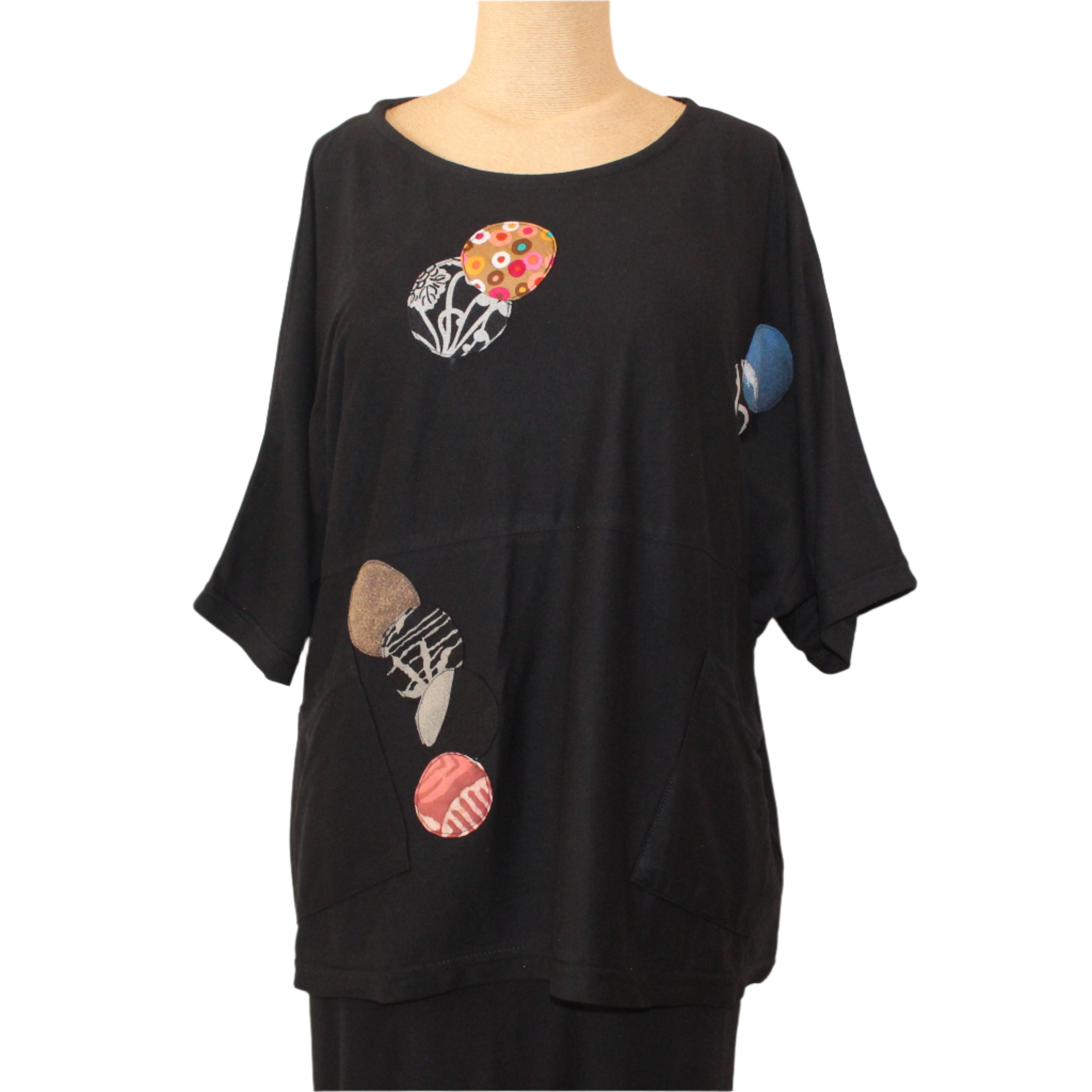 Yaza Top, Patchwork, Black M/L & L/XL