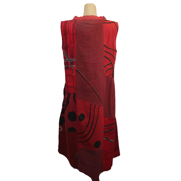 Yaza Kasur Dress, Patchwork, Red/Black, S/M