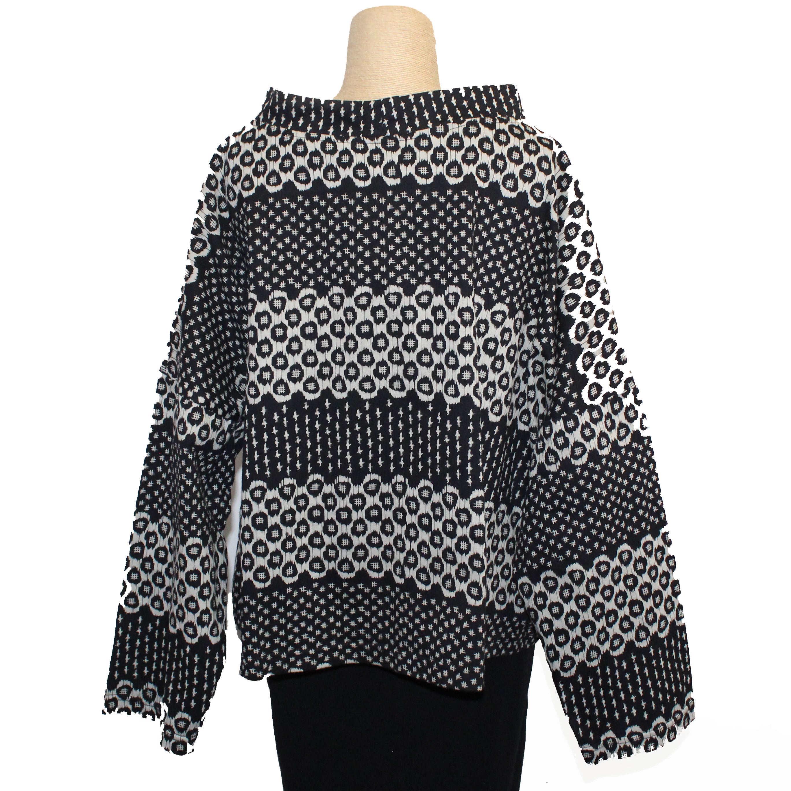 Yaza Pullover, Crop Top, Black/Cream, L/XL