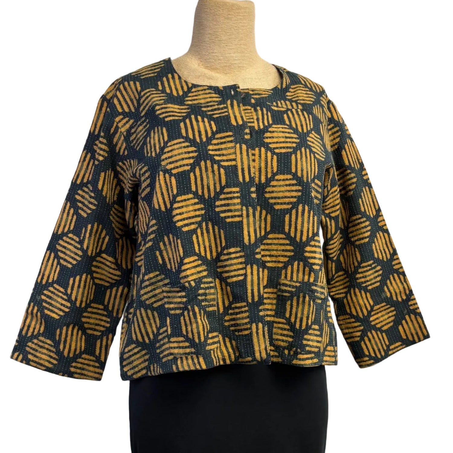 Yaza Jacket, Reversible Patchwork, Mustard/Teal, XS