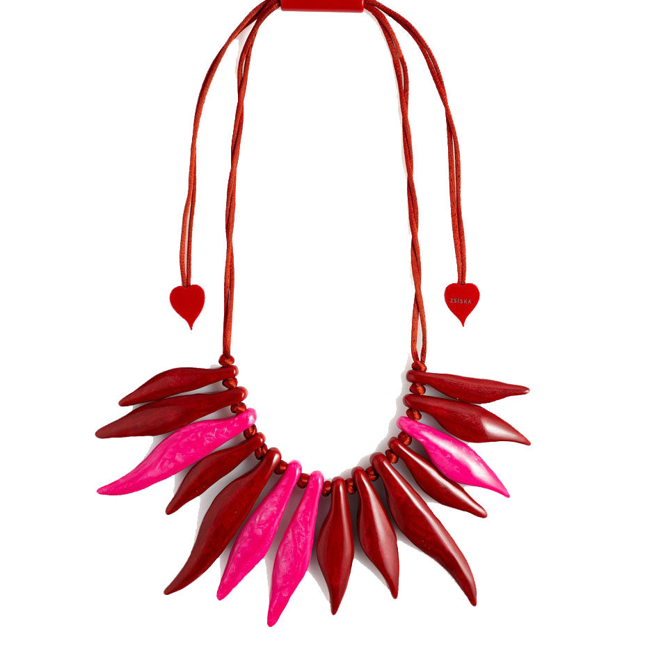 Zsiska Necklace, Calypso, Red/Pink