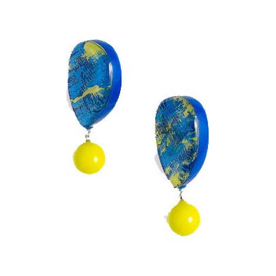 Zsiska Earrings, Post, Minerva, Blue/Green