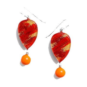 Zsiska Earrings, Minerva, Red/Orange