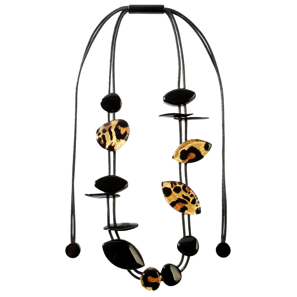 Zsiska Necklace, Ashanti, Gold & Black/Black