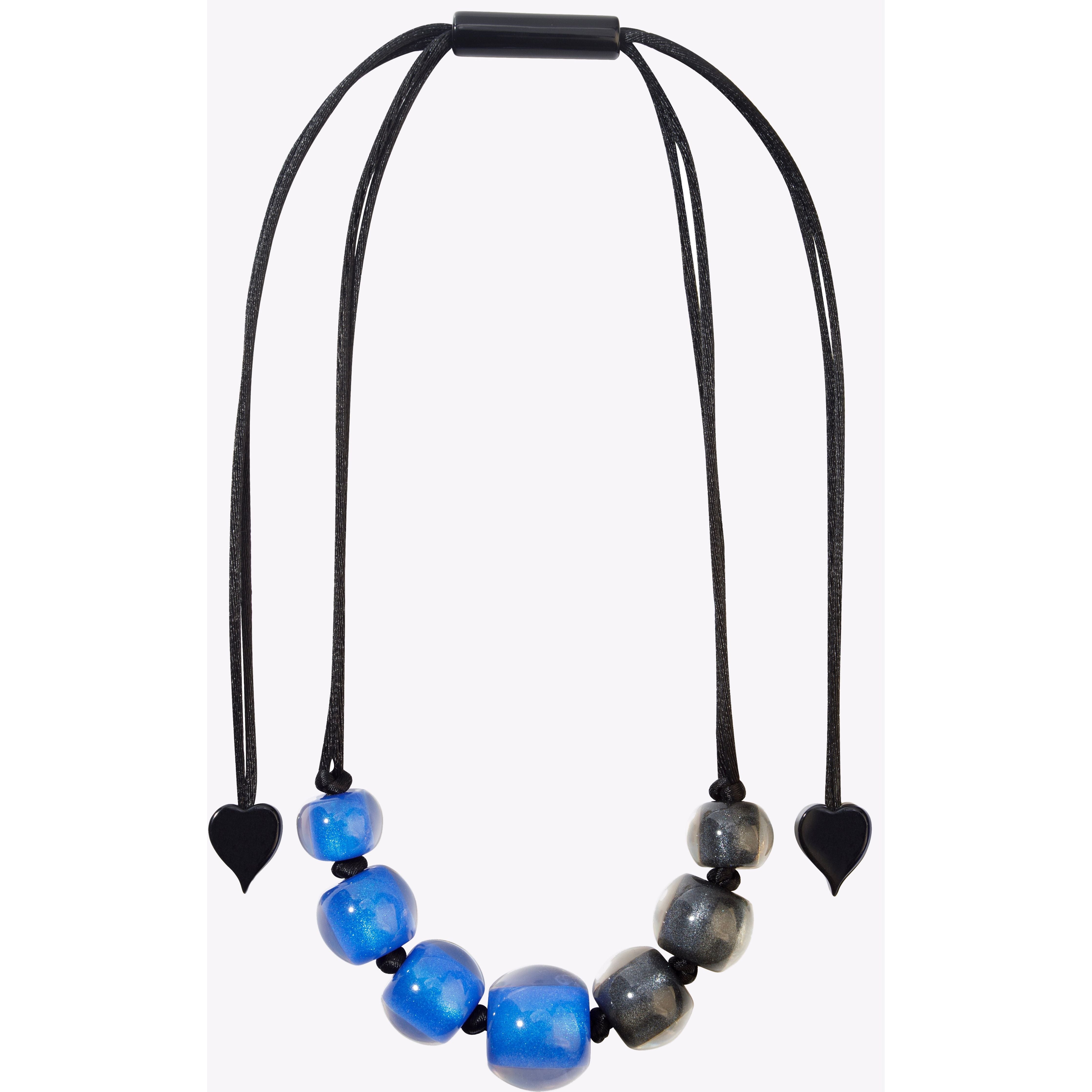 Zsiska Necklace, Colourfulbeads, Blue/Black, 7 beads