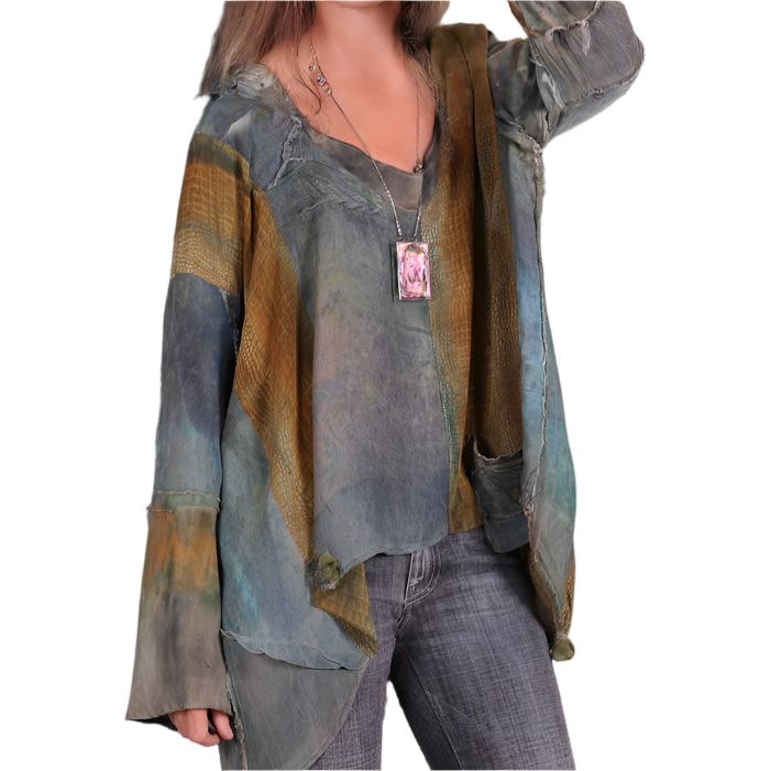 Tatiana Palnitska Top, Asymmetrical, Rare As Rusty Reptile M-XL