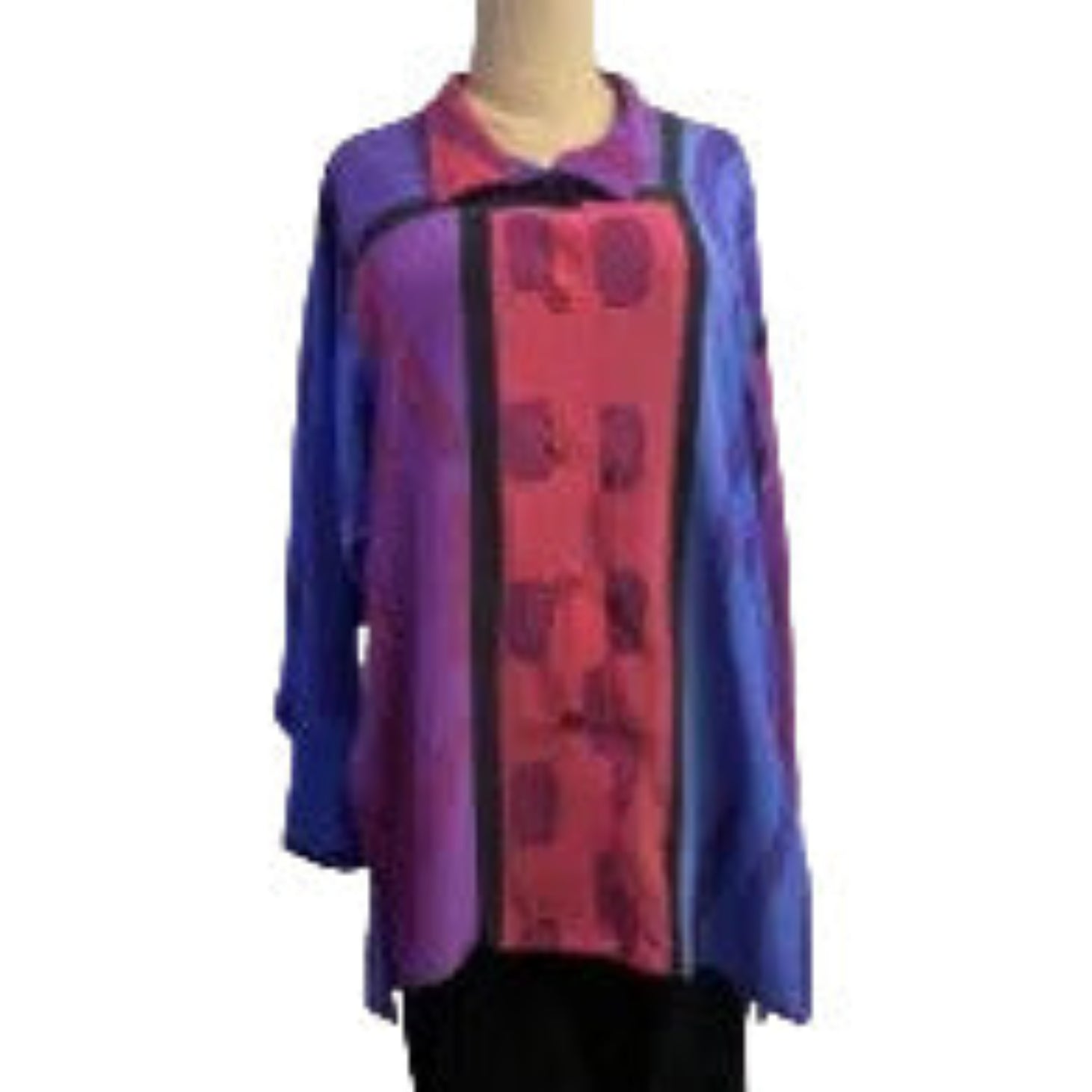 Kay Chapman Shirt, Issey, Patchwork, Orange/Purple/Black, L
