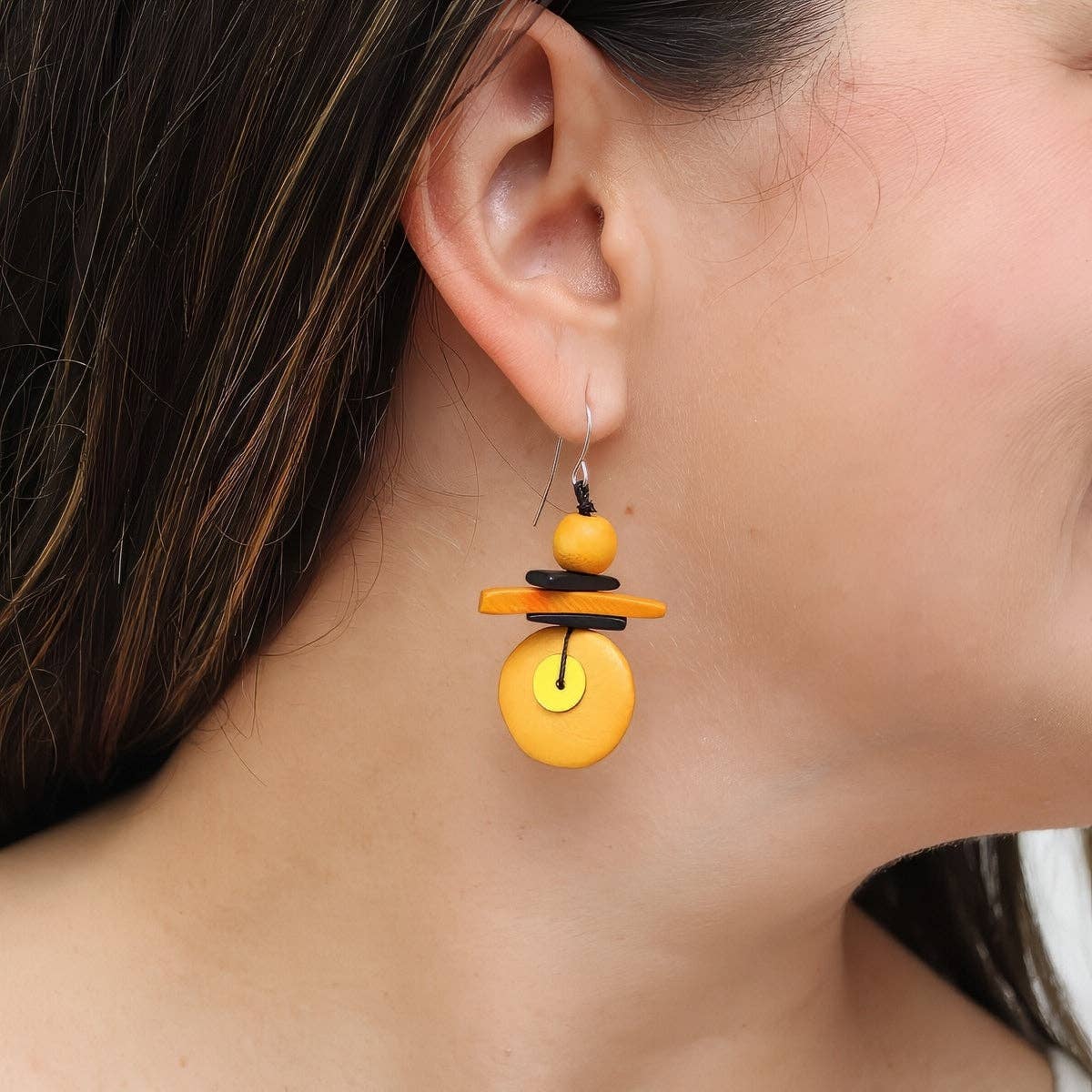 Sylca Designs Drop Earrings, Assuta, Mustard