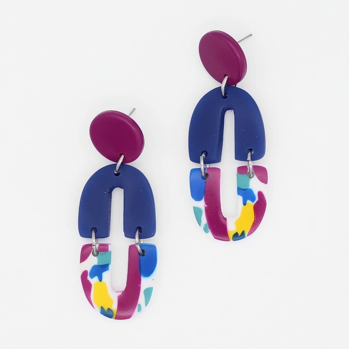 Sylca Designs Earrings, Studs, Vivid Fusion, Purple/Blue/Multi-Color