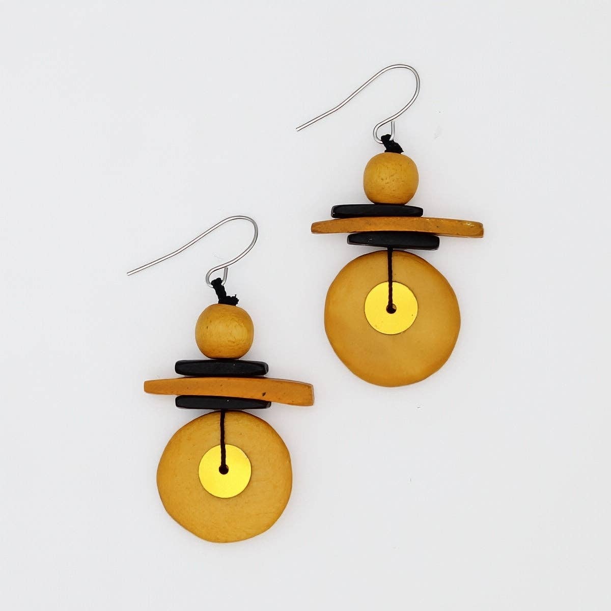 Sylca Designs Drop Earrings, Assuta, Mustard