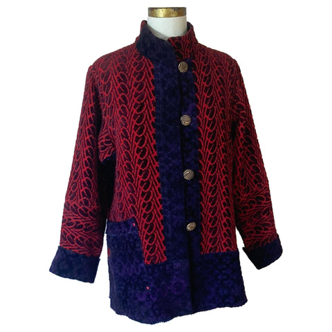 Joyce Wilkerson Prima Jacket, Scarlet/Deep Purple, S