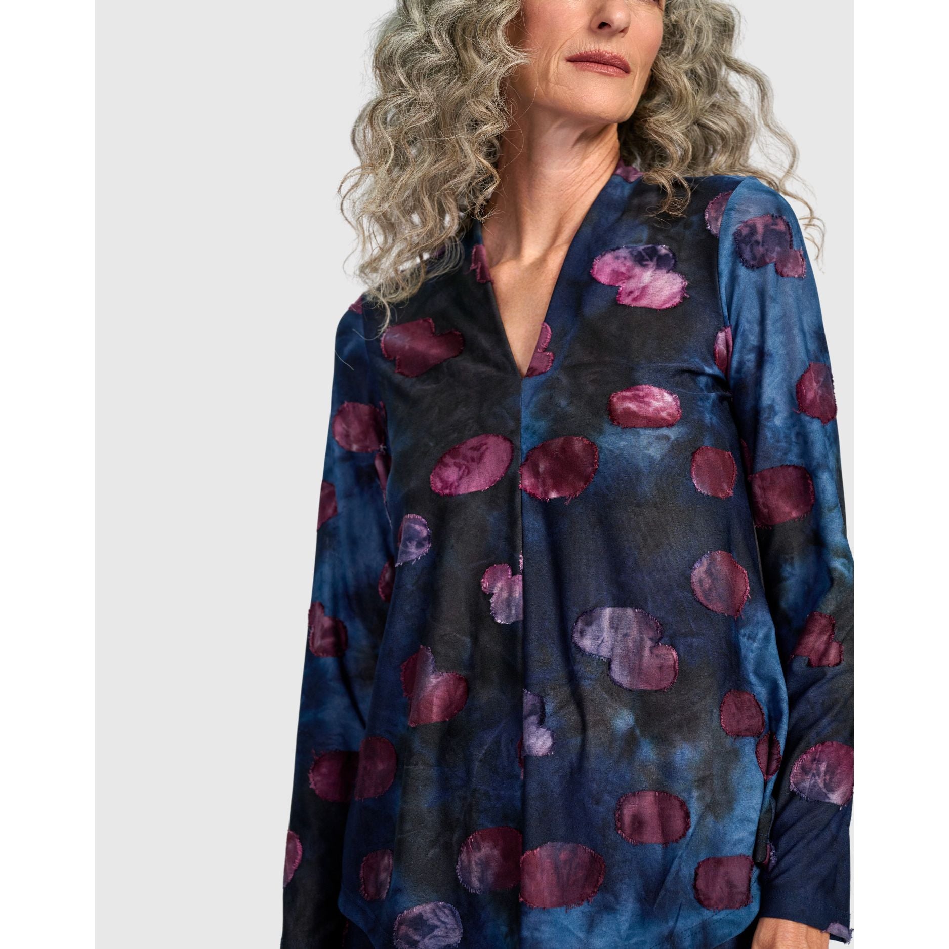 Alembika V-Neck Top, Midnight, Navy/Berry XXS, XS & S