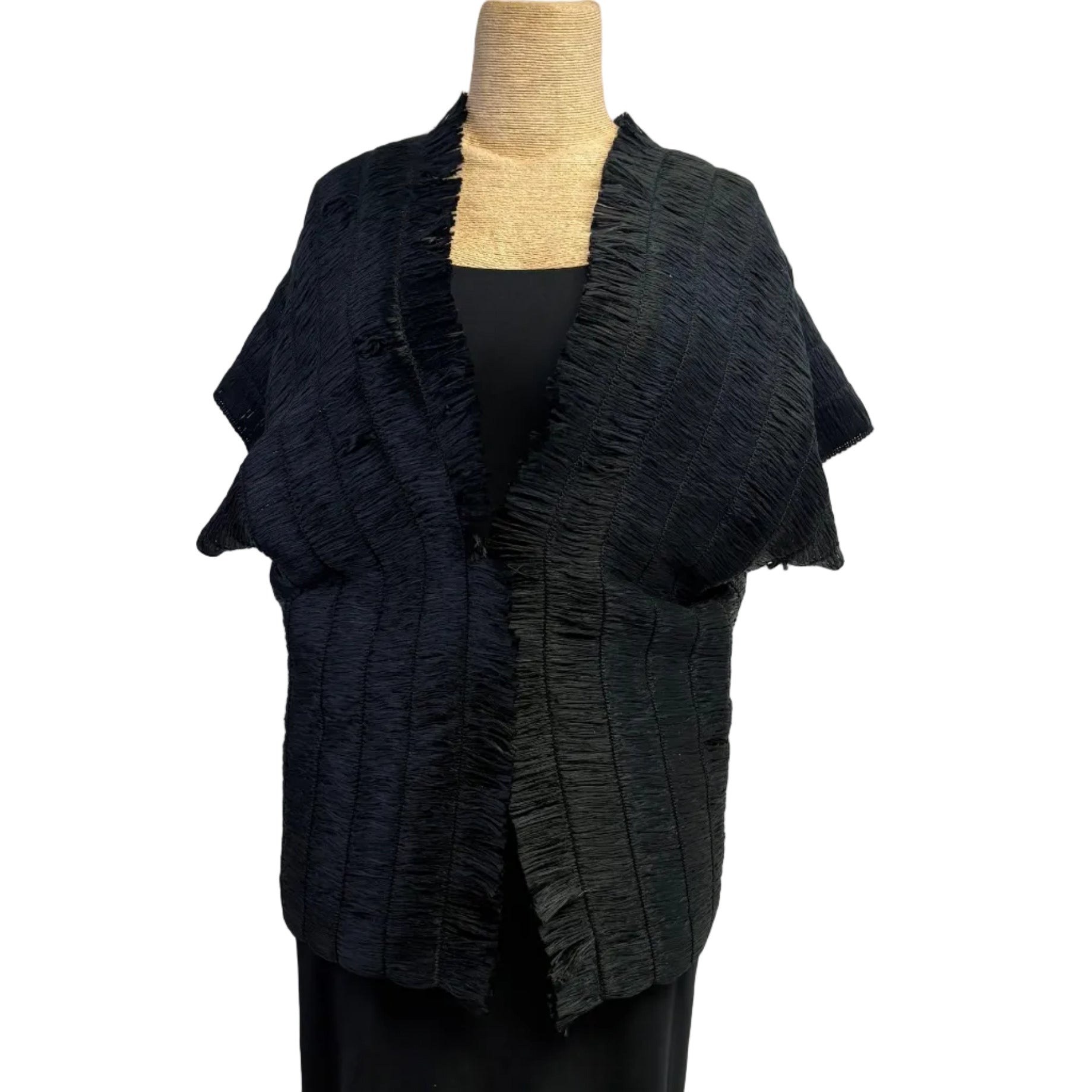 Pier Antonio Gaspari Vest, Raffia, Black S & M/L