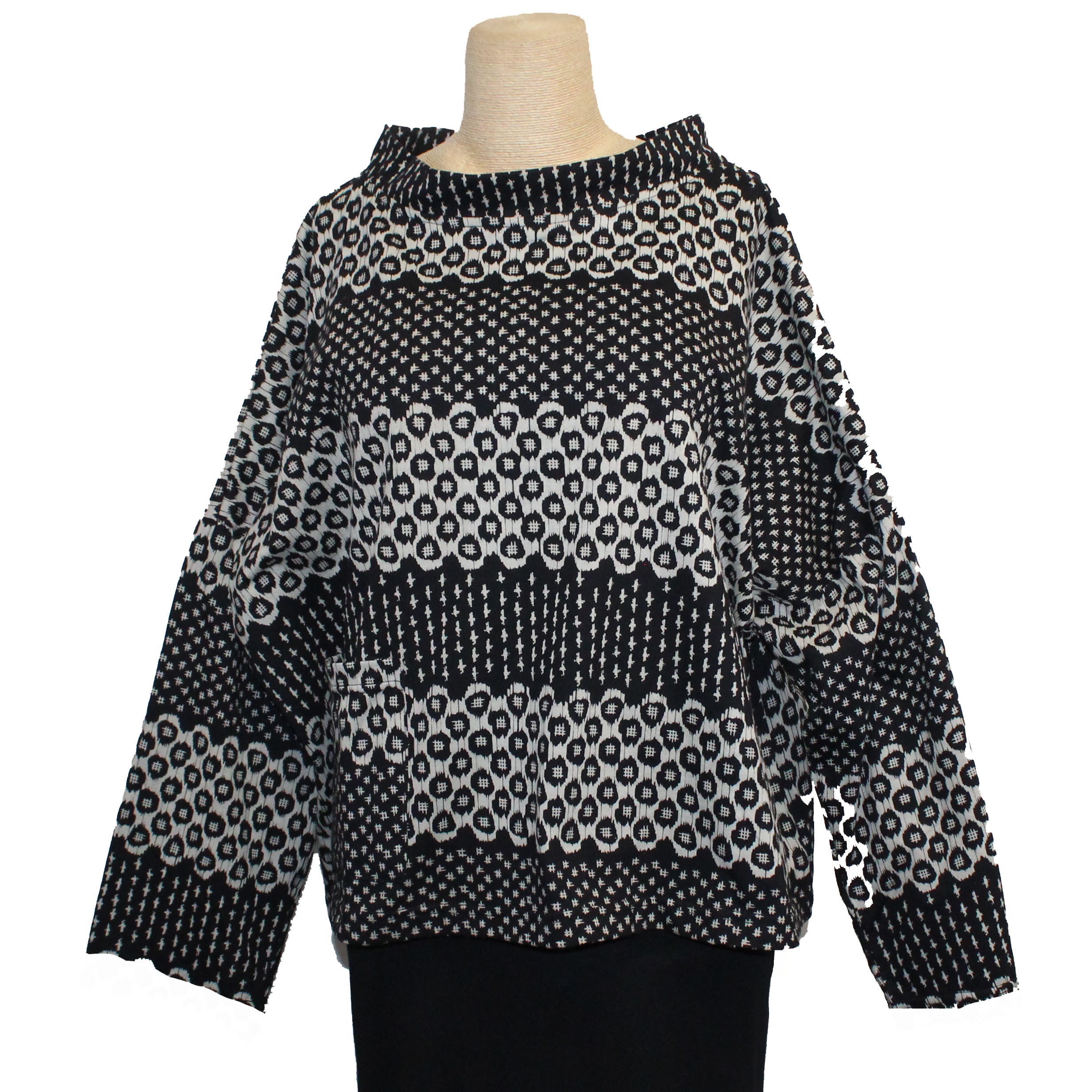 Yaza Pullover, Crop Top, Black/Cream, L/XL