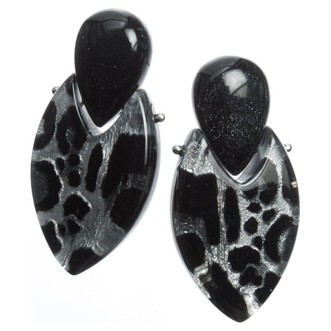 Zsiska Earrings, Ashanti, Black & Silver/Black