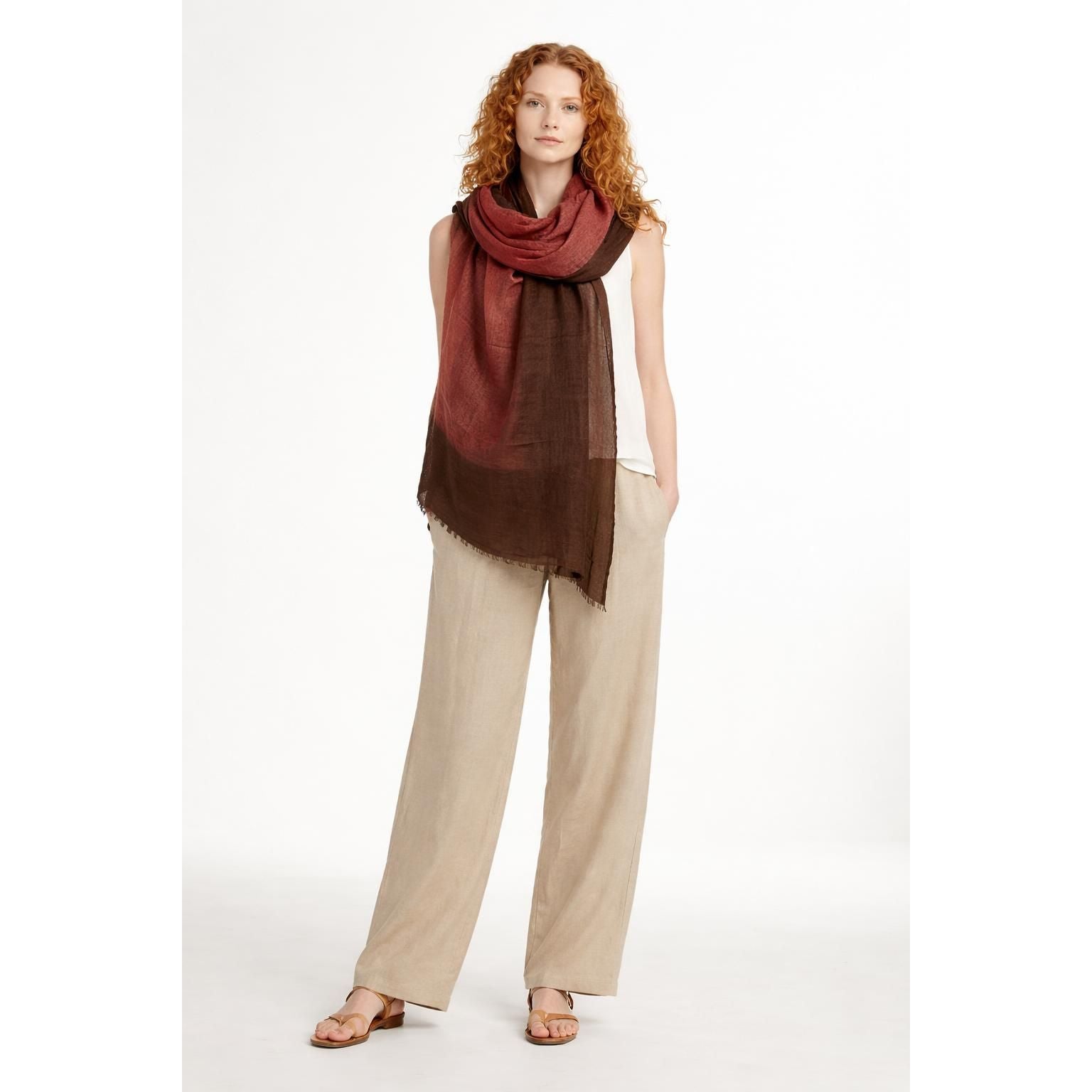 Mirror in the Sky, Shawl, Borders, Brick/Mahogany