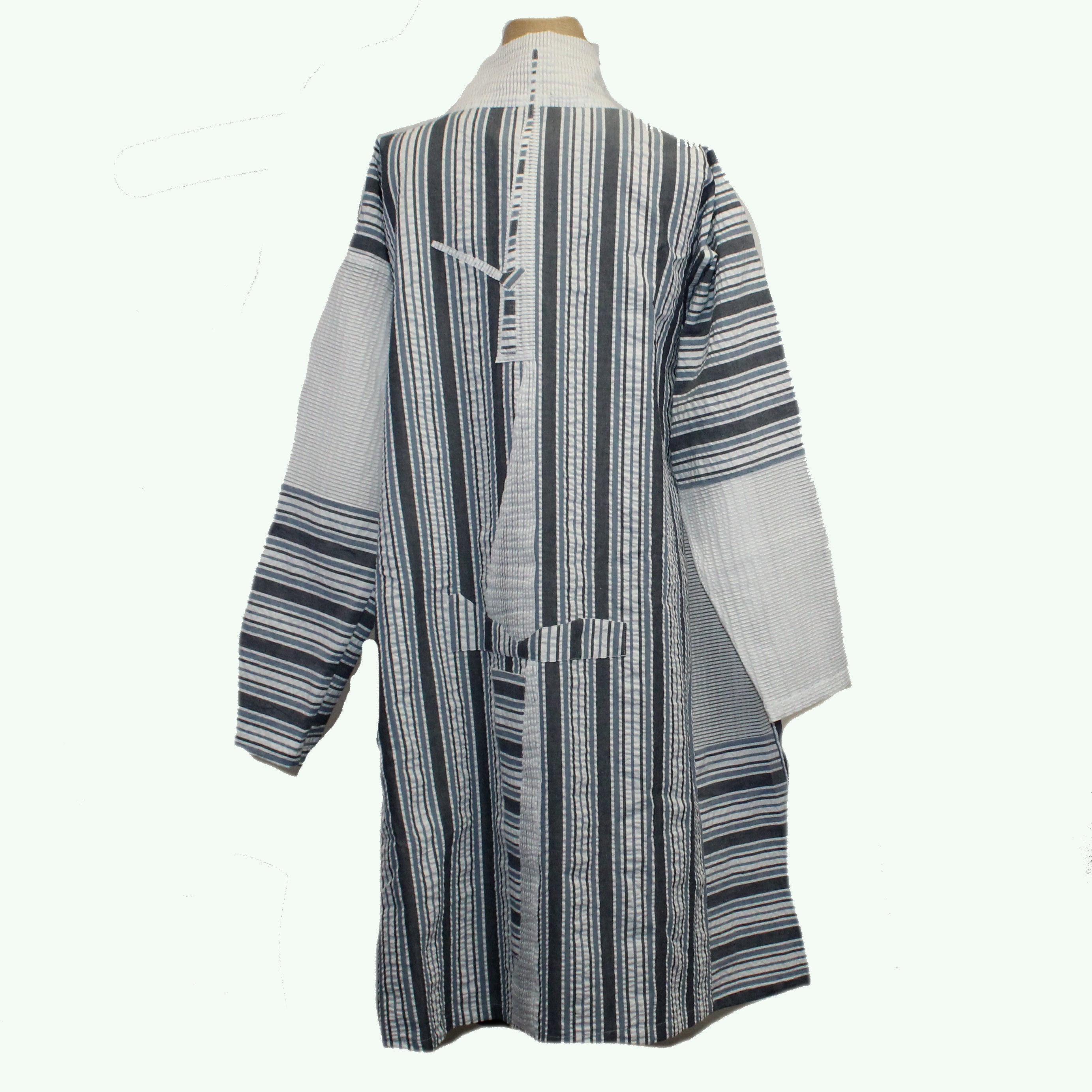 Carol Lee Shanks Duster, White/Grey/Blue, M