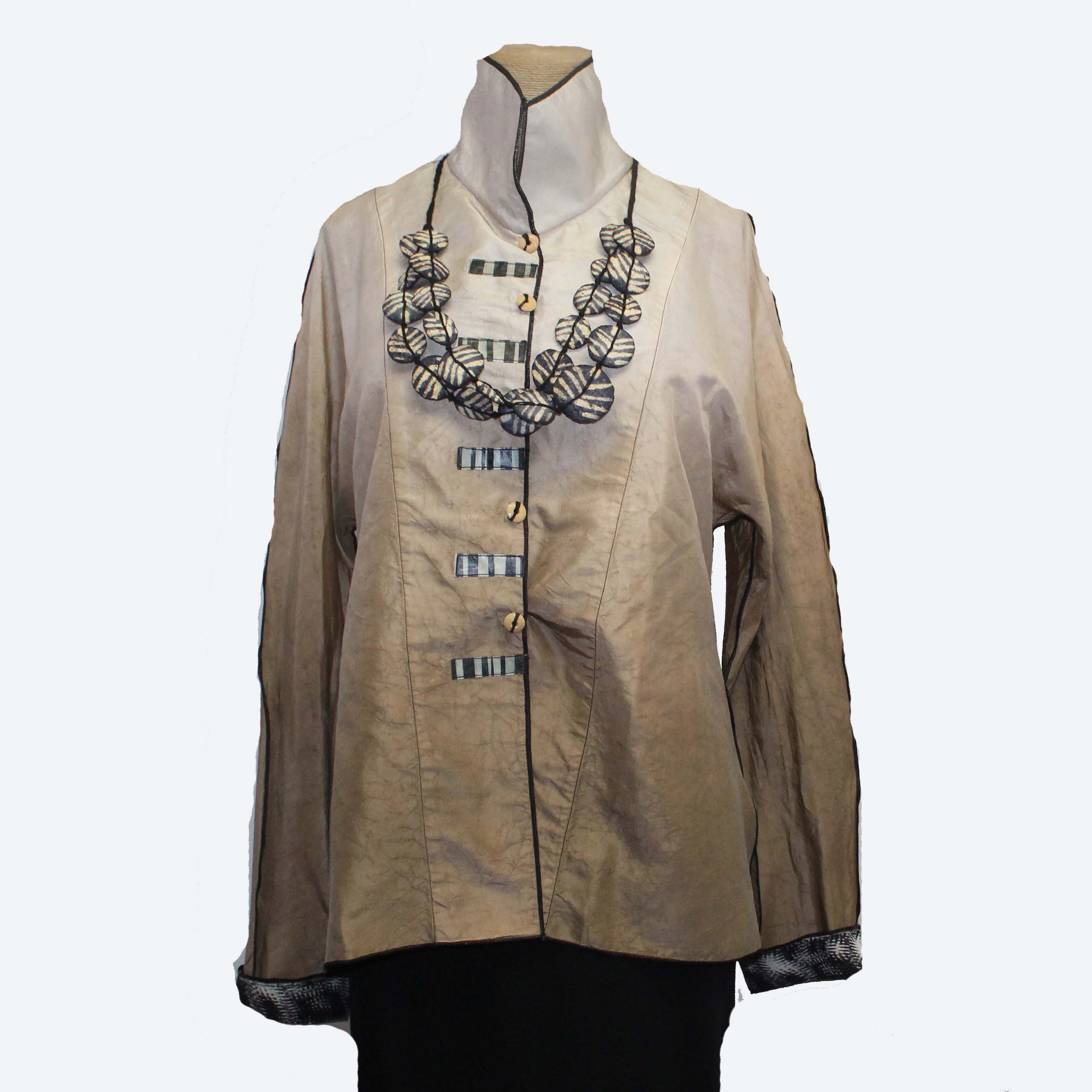 Deborah Cross Shirt, Ecru/Tan, S